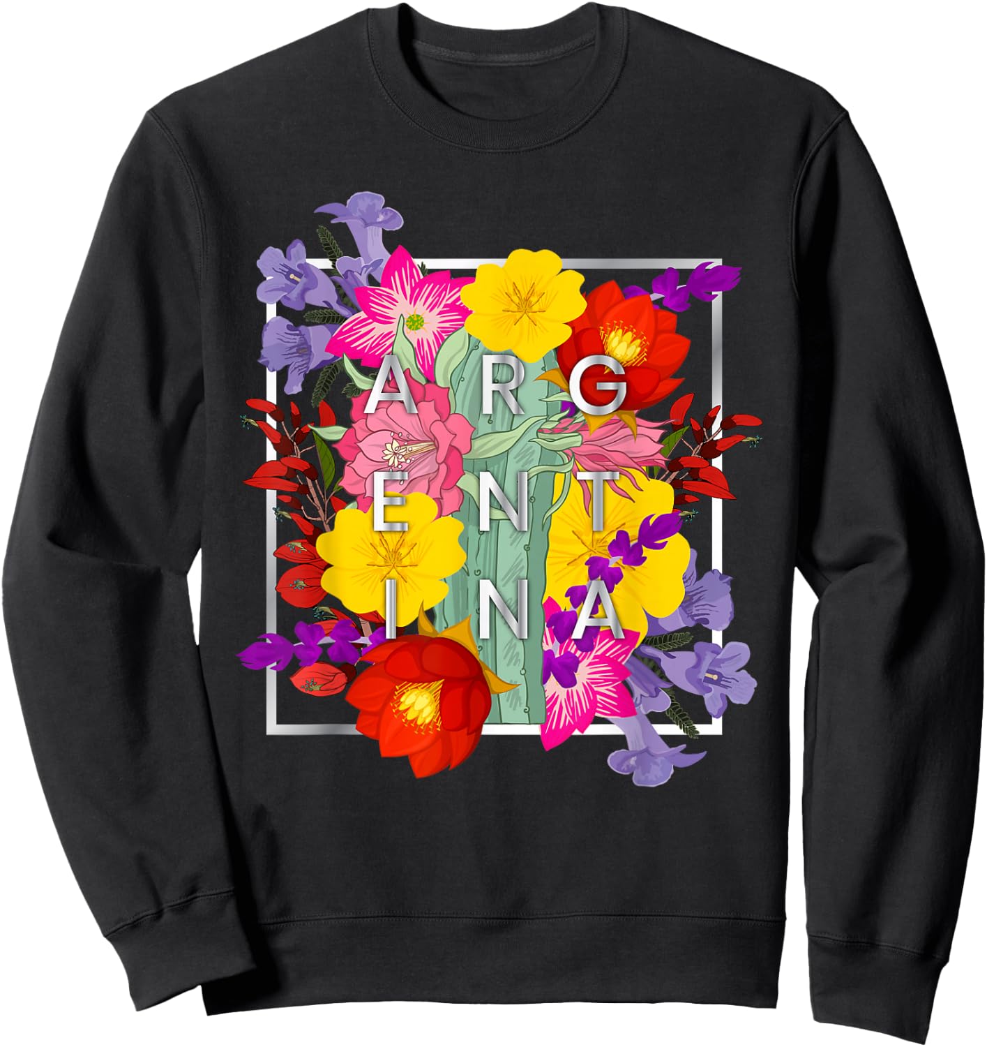 Flowers of Argentine Word Art - Argentine Pride Sweatshirt - Sweatshirt | Black