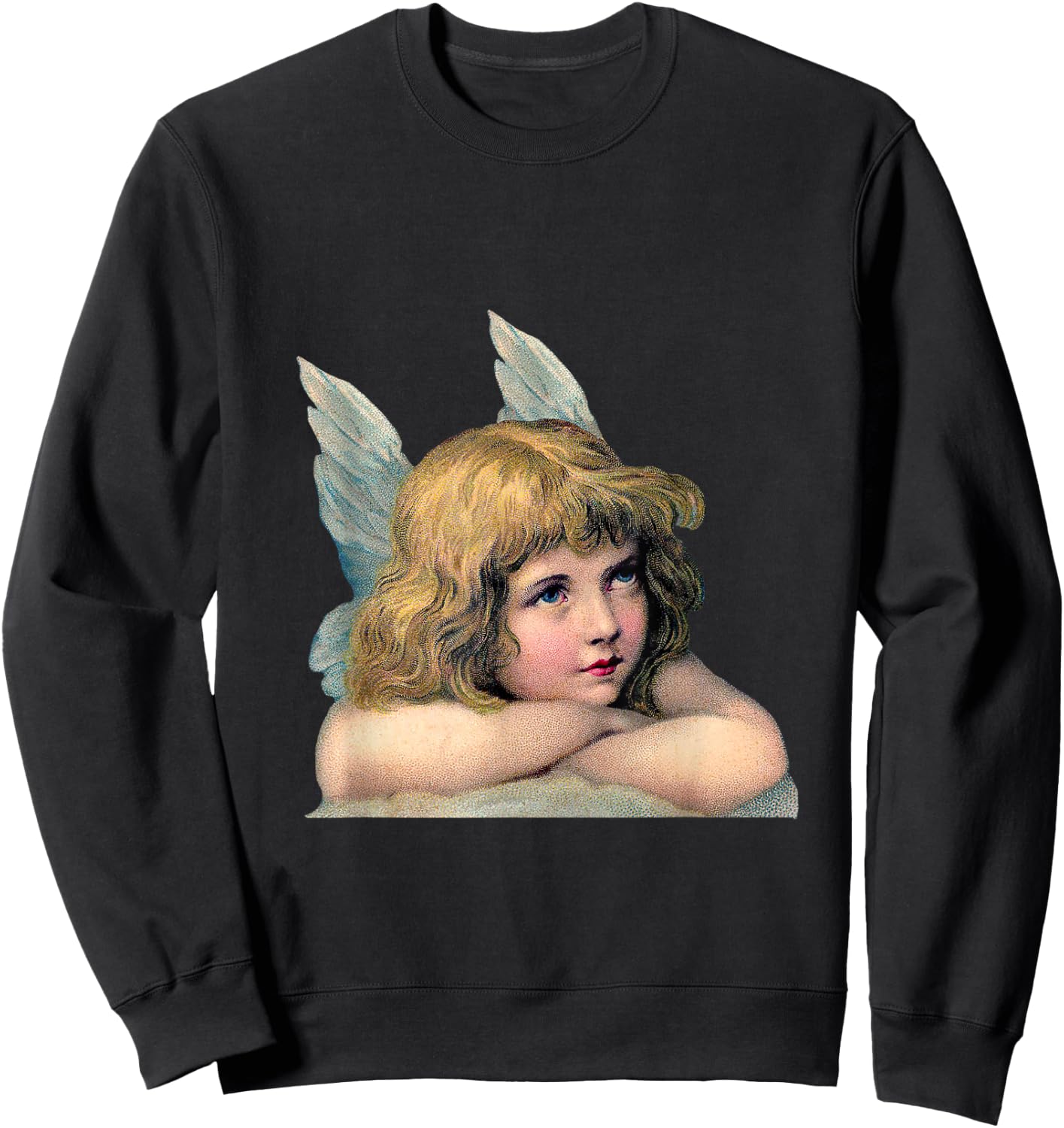 Ange vintage sur nuage céleste protection ange Sweatshirt - Sweatshirt | Black