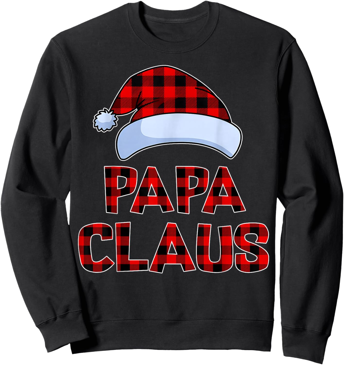 Papa Claus Shirt Christmas Lights Pajama Family Matching Sweatshirt - Sweatshirt | Black
