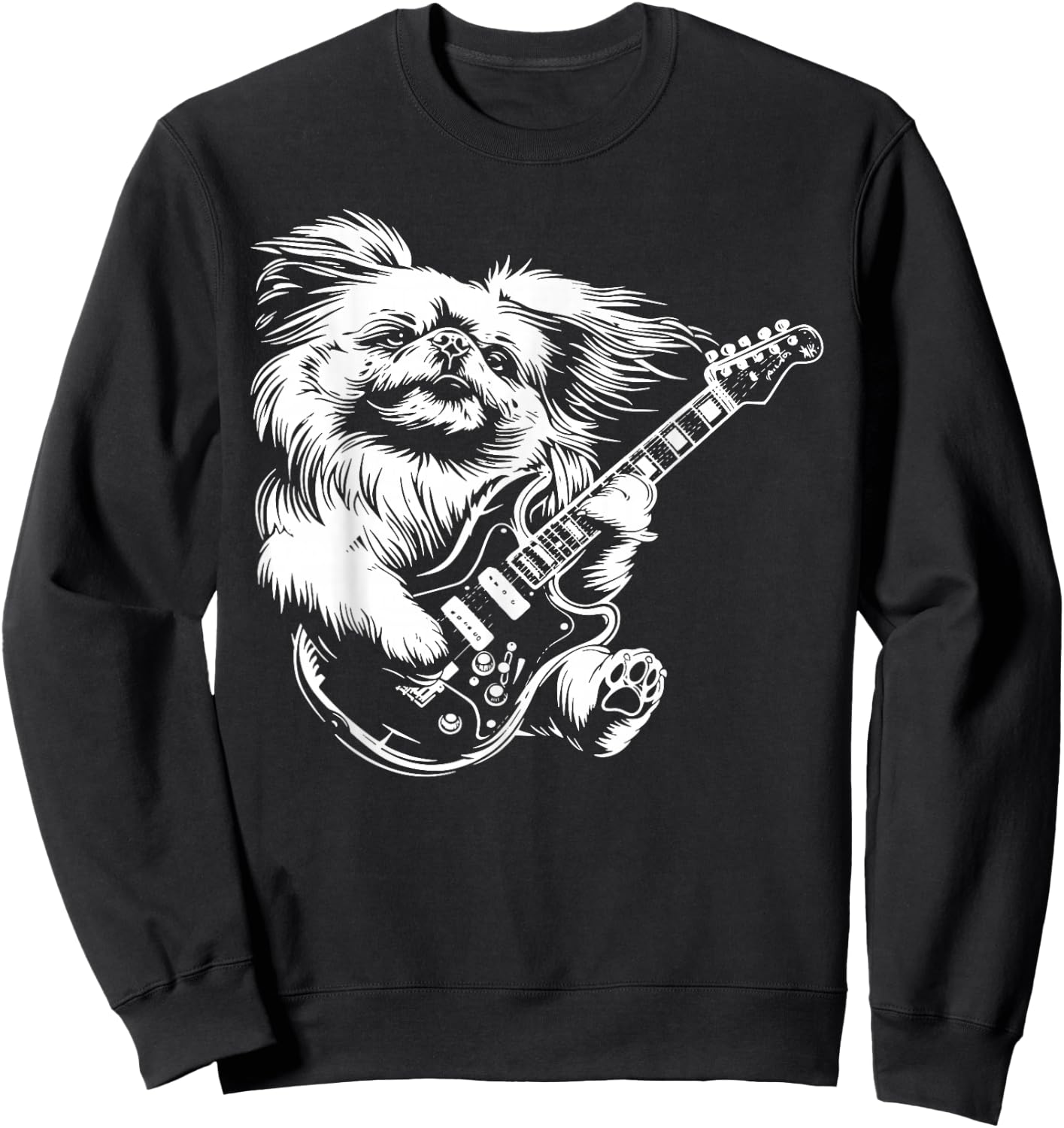 Dog Guitarist Guitar - Pekingese Dad Mom Men Women Sweatshirt - Sweatshirt | Black