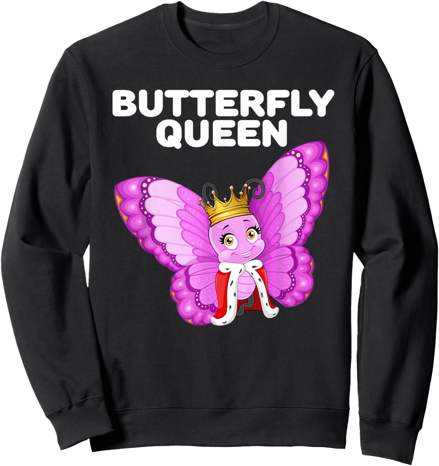 Butterfly Queen Girls' Butterfly | Women's Butterfly , black Sweatshirt - Sweatshirt | Black