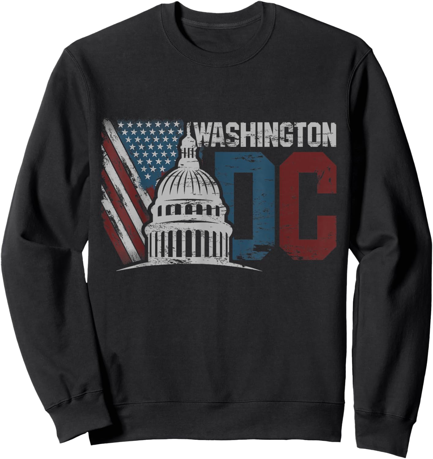 Washington DC Capitol Hill USA Flag Souvenir design Sweatshirt - Sweatshirt | Black