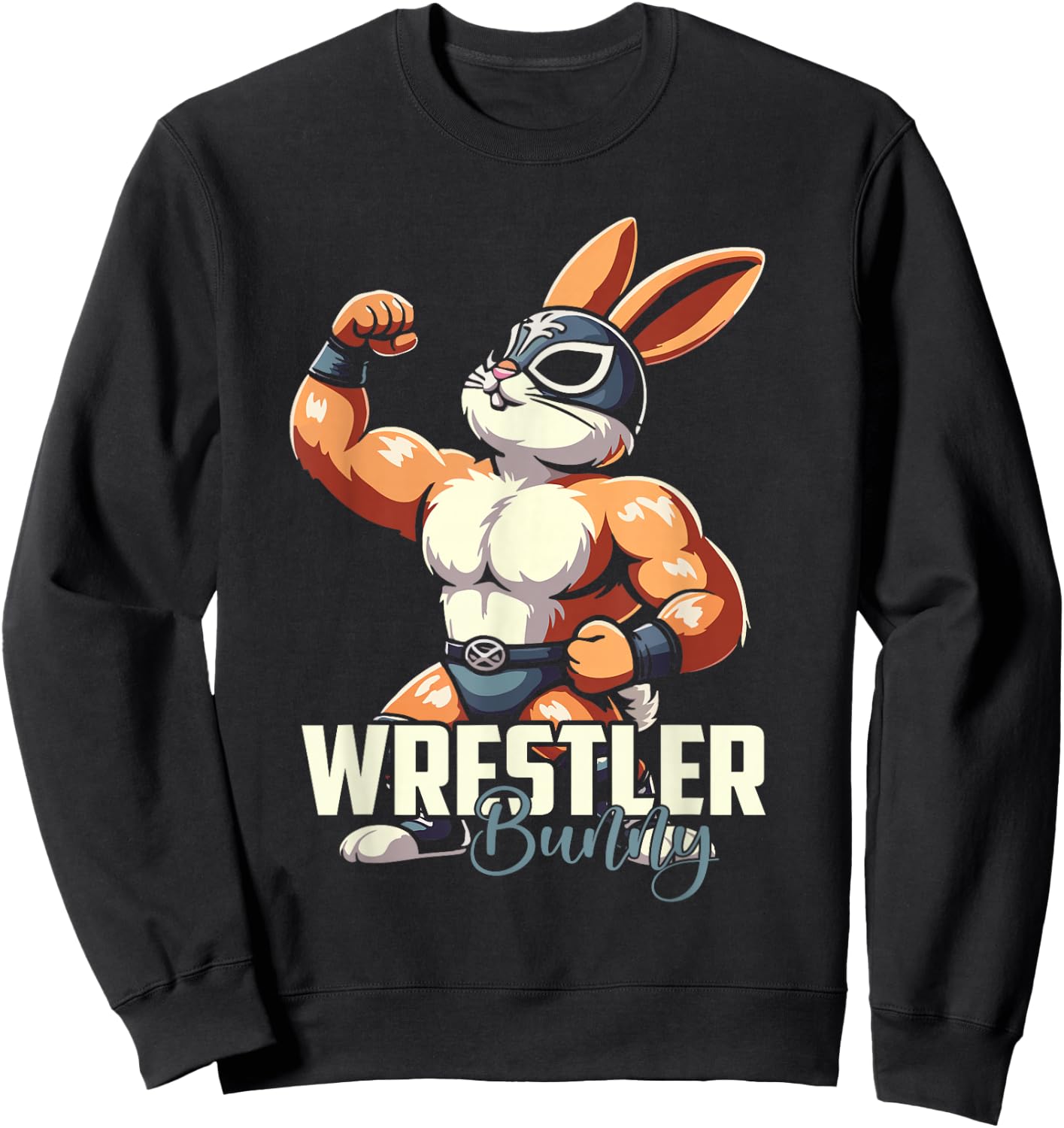 Wrestling Bunny Lucha Libre Rabbit Wrestler Sweatshirt - Sweatshirt | Black