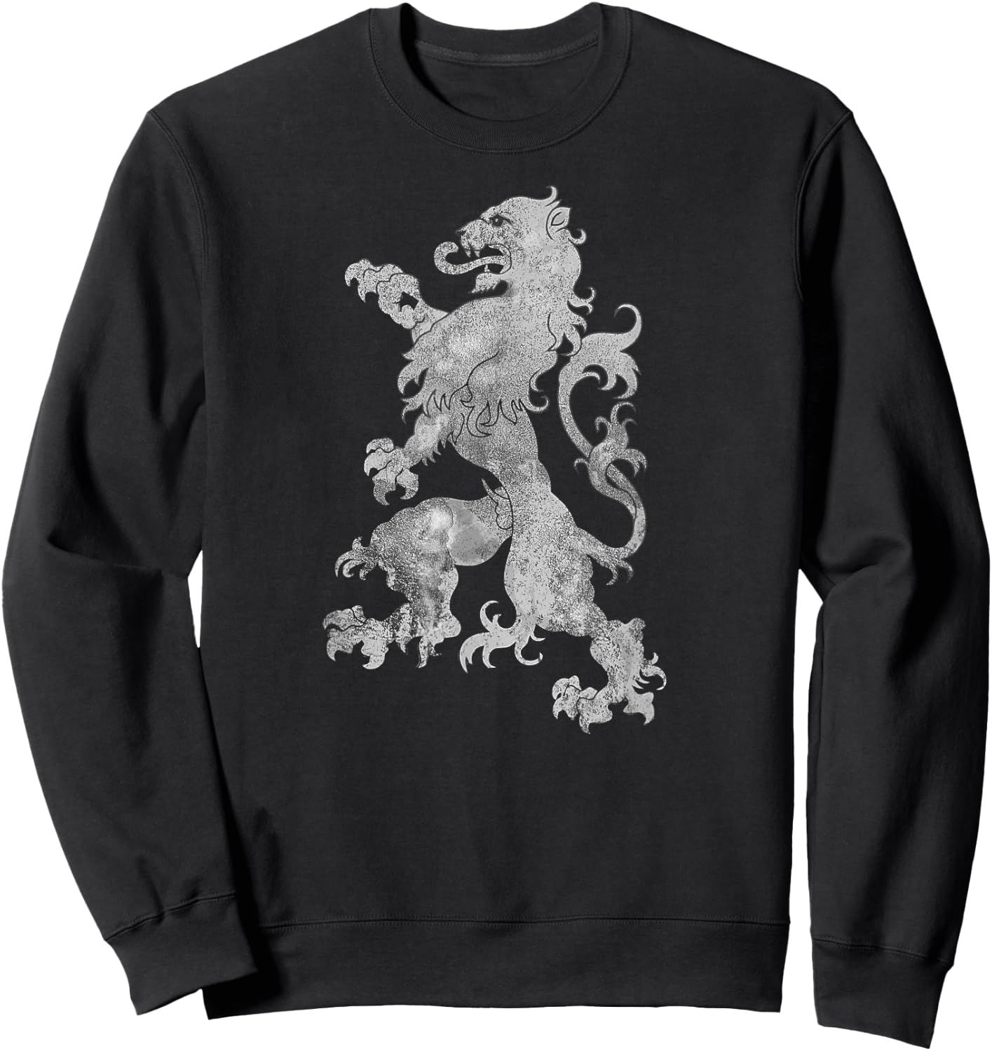 Medieval Graphic Vintage Heraldic Rampant Lion Sweatshirt - Sweatshirt | Black