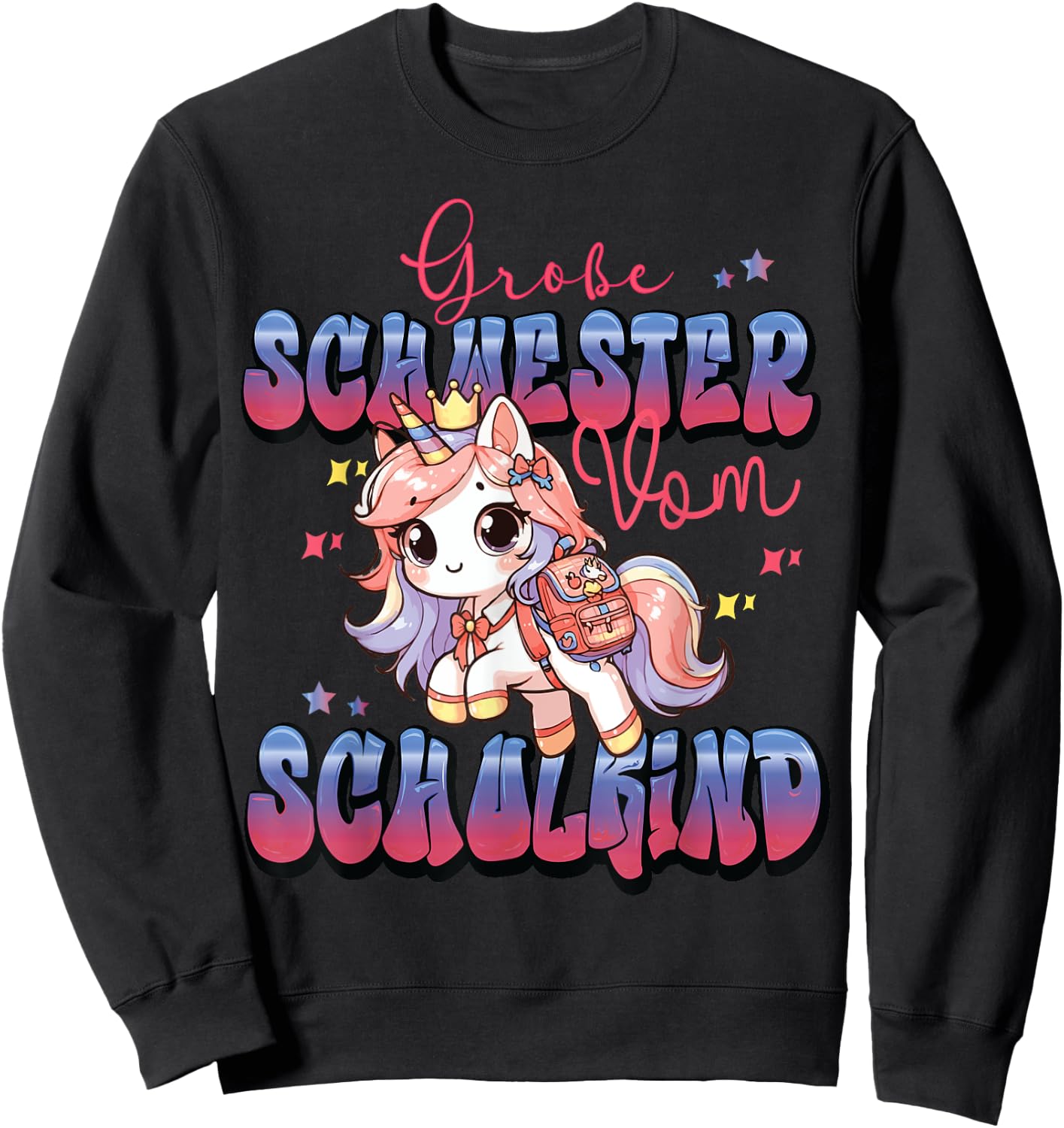 Süßes Einhorn Große Schwester von Schulkind Einschulung Sweatshirt - Sweatshirt | Black
