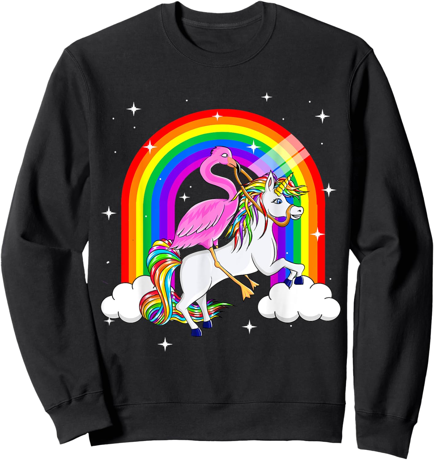 Flamingo Riding Unicorn Flamingo Gift Jokes Women Sweatshirt - Sweatshirt | Black