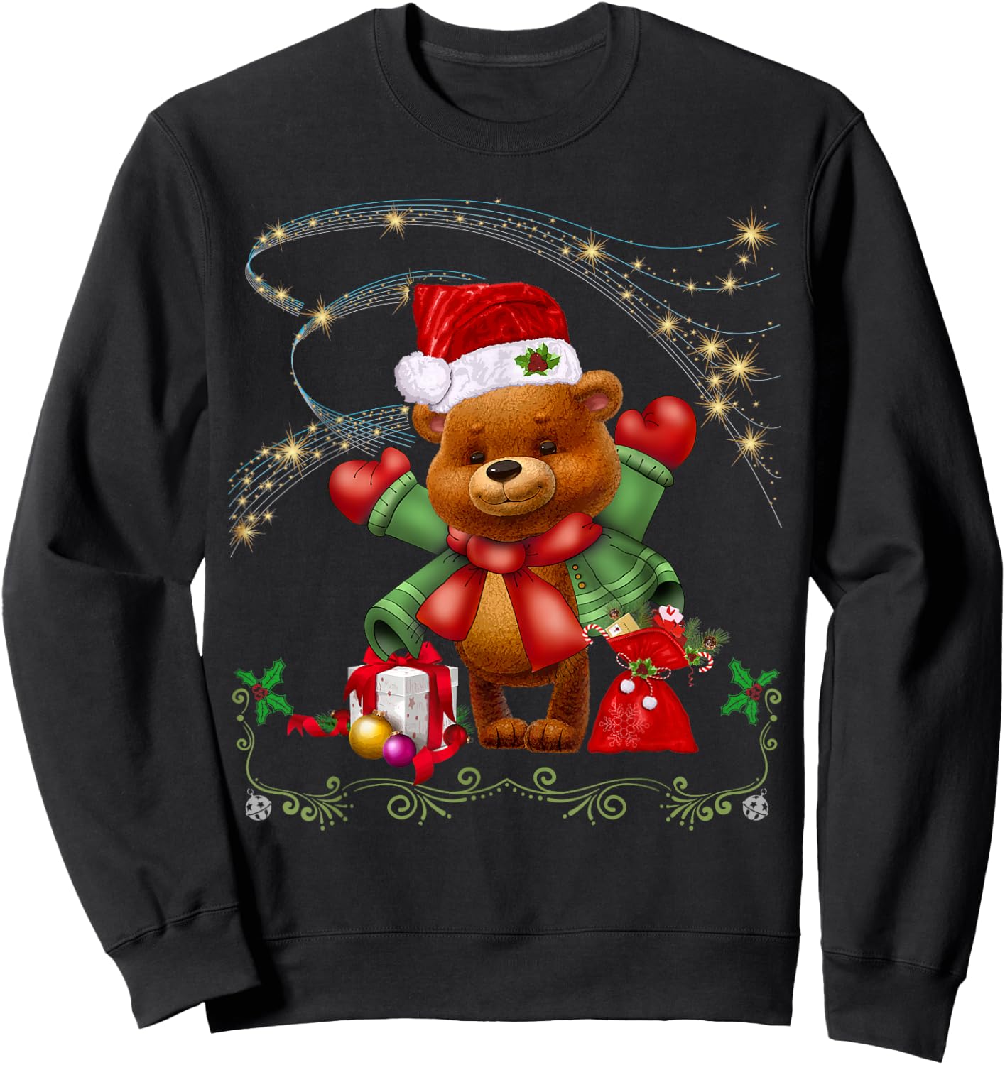 Christmas Teddy Bear Holiday Girls, Boys, Men and Women Sweatshirt - Sweatshirt | Black