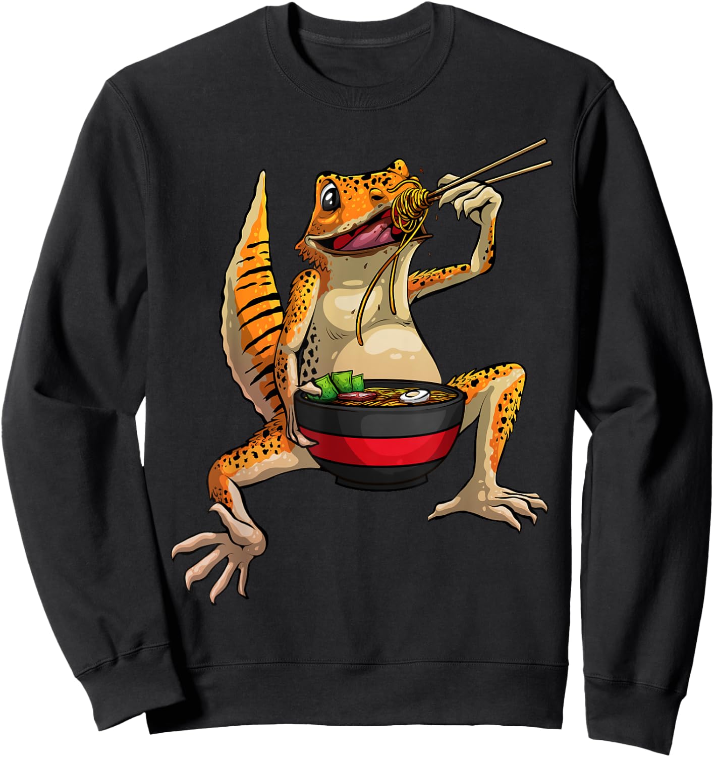 Best Leopard Gecko Women Lizard Reptile Ramen Food Sweatshirt - Sweatshirt | Black