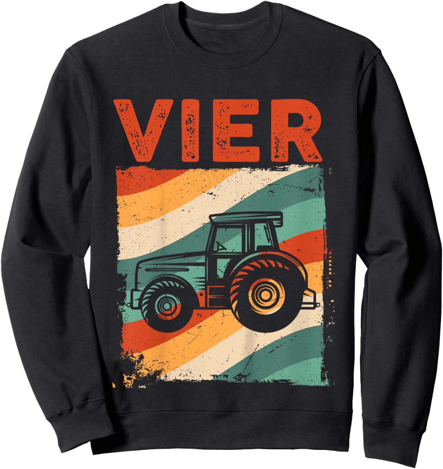 Children's 4th Birthday Retro Tractor Boy Tractor Farmer Kids , black, 80 Sweatshirt - Sweatshirt | Black