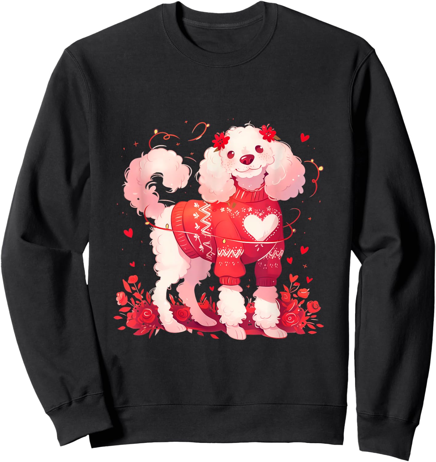 Valentine's Day Poodle Lover Shirt My dog is My Valentine Men Women Kids Sweatshirt - Sweatshirt | Black