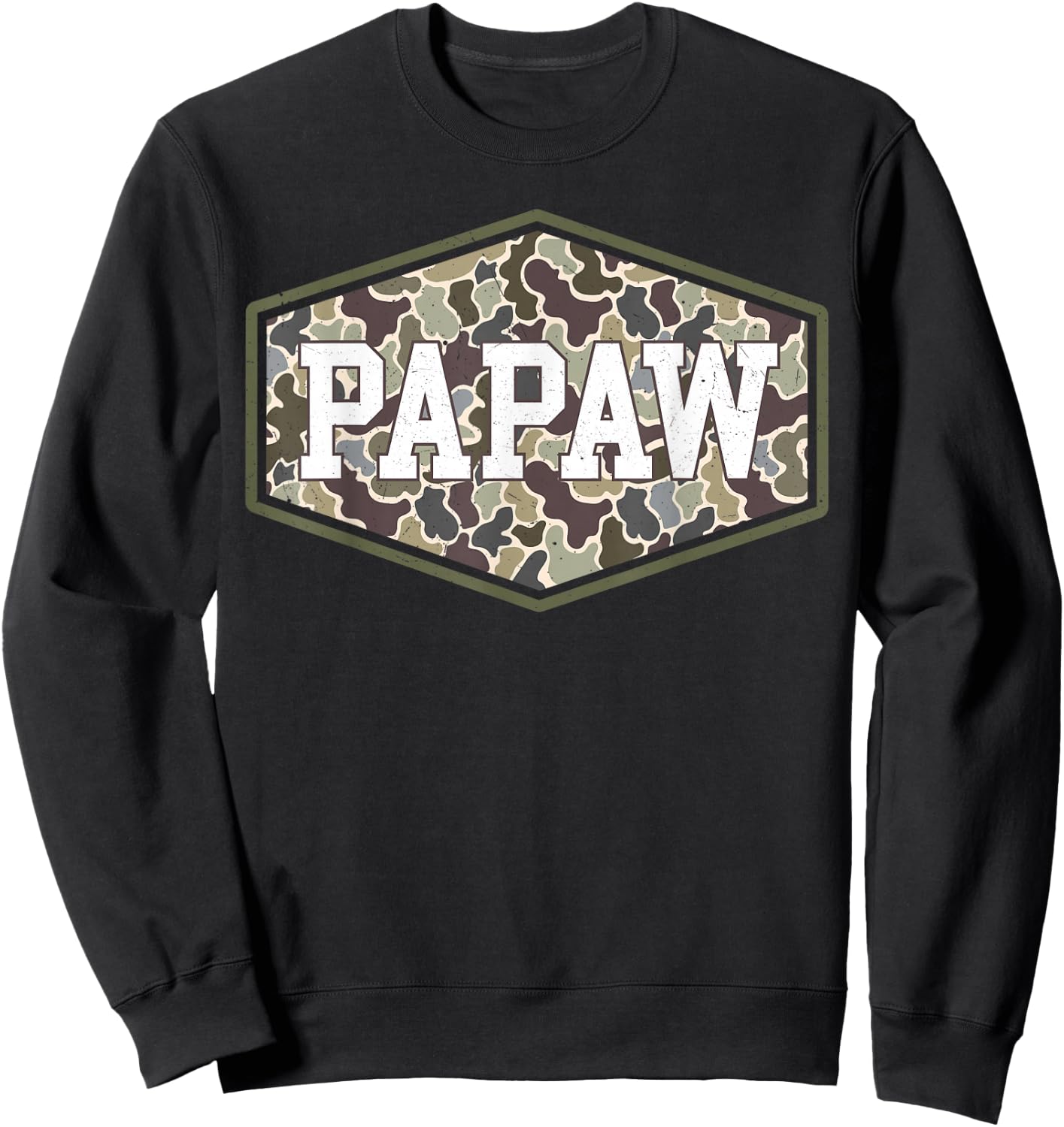 Papaw Camo Camouflage Father's Day Grandfather Sweatshirt - Sweatshirt | Black
