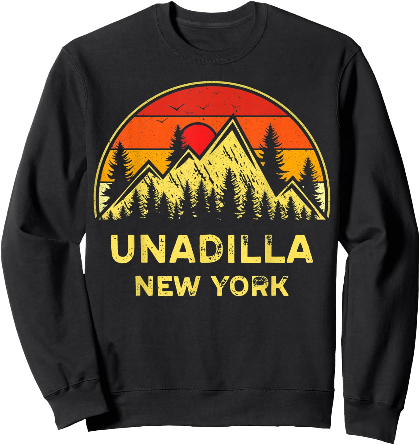 Vintage Unadilla New York NY Mountains Hiking Hike Souvenir Sweatshirt - Sweatshirt | Black
