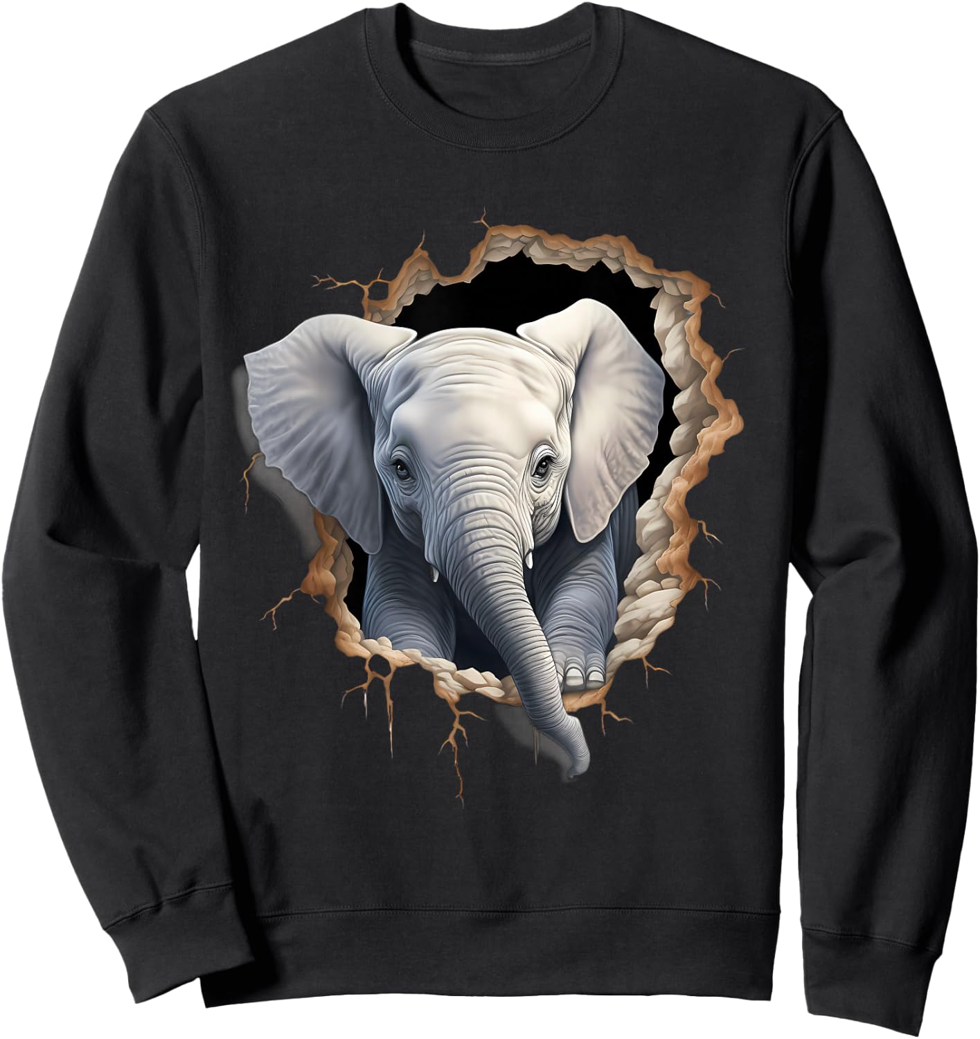 Elefanten-Wandmotiv Kunstwerk Tierwelt afrikanische Tierliebhaber Sweatshirt - Sweatshirt | Black