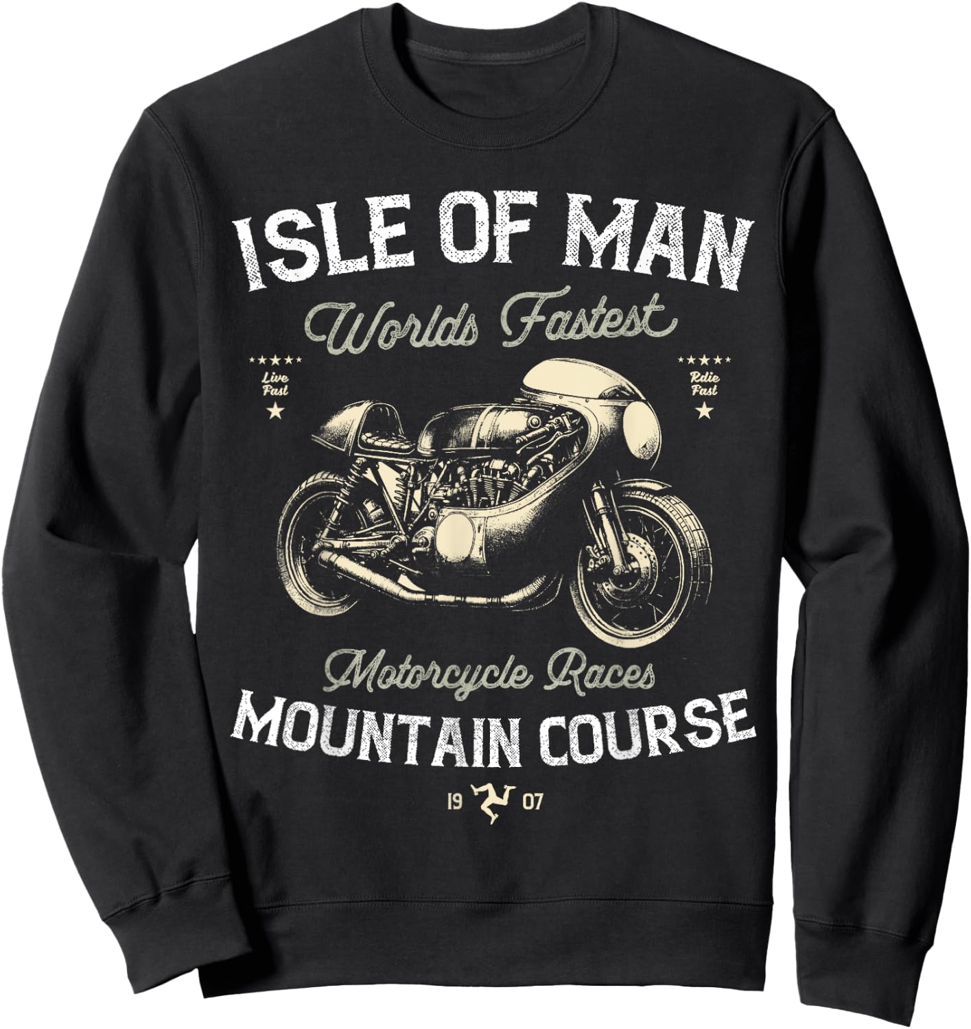 Retro Isle of Man TT Races Vintage Motorcycle Race , Black, S Sweatshirt - Sweatshirt | Black