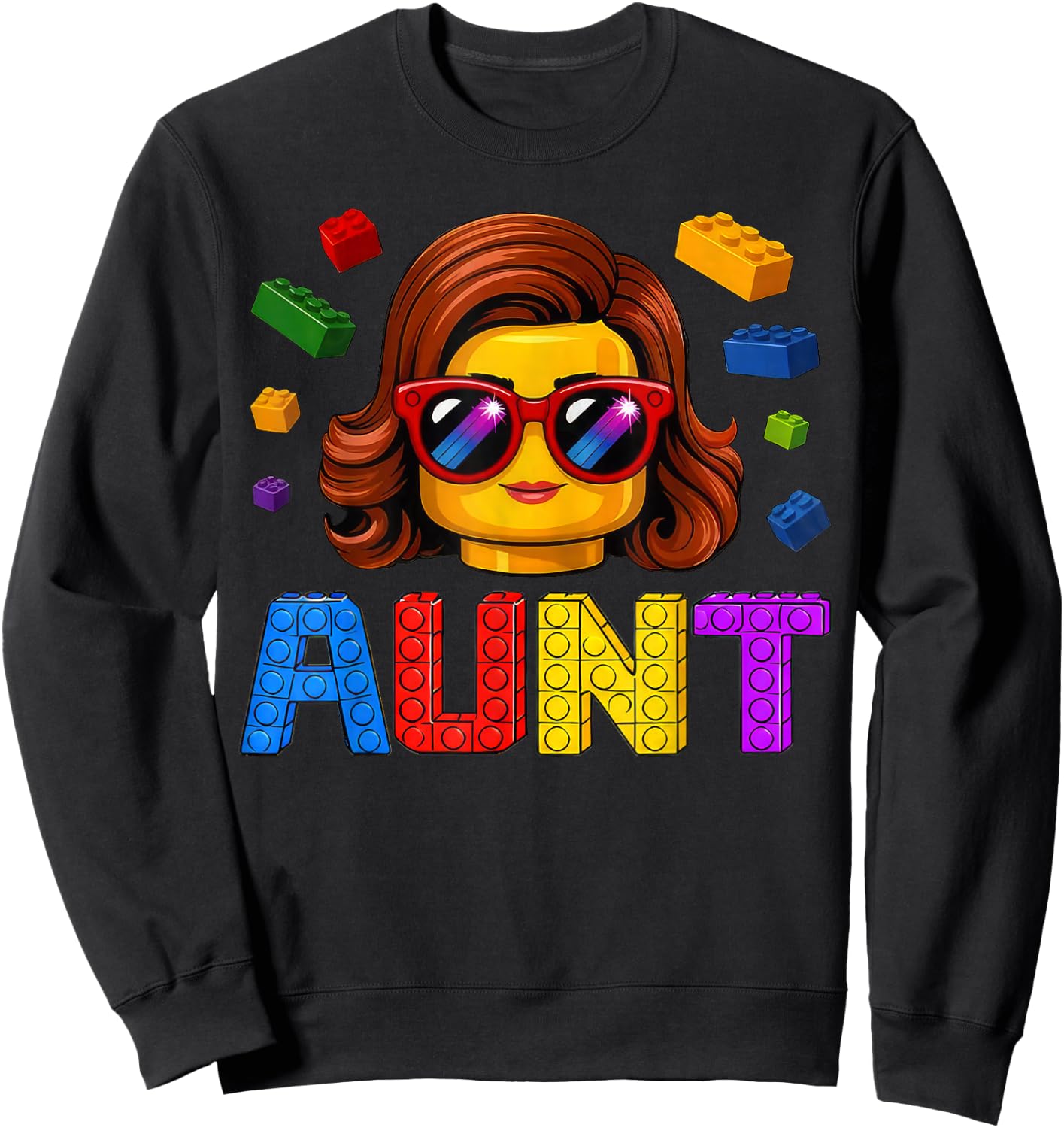 Family Aunt Master Builder Building Bricks Blocks MothersDay Sweatshirt - Sweatshirt | Black