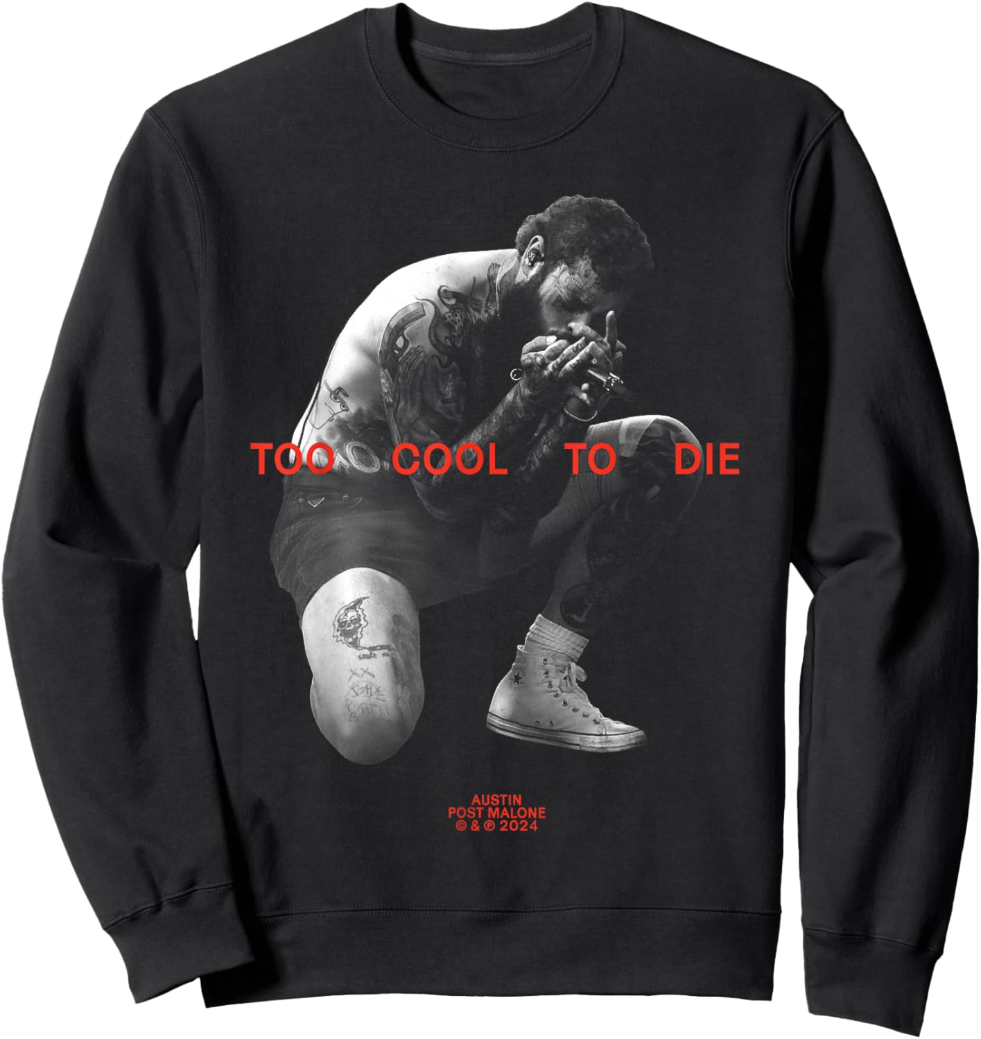 Official Post Malone Too Cool To Die , blue Sweatshirt - Sweatshirt | Black