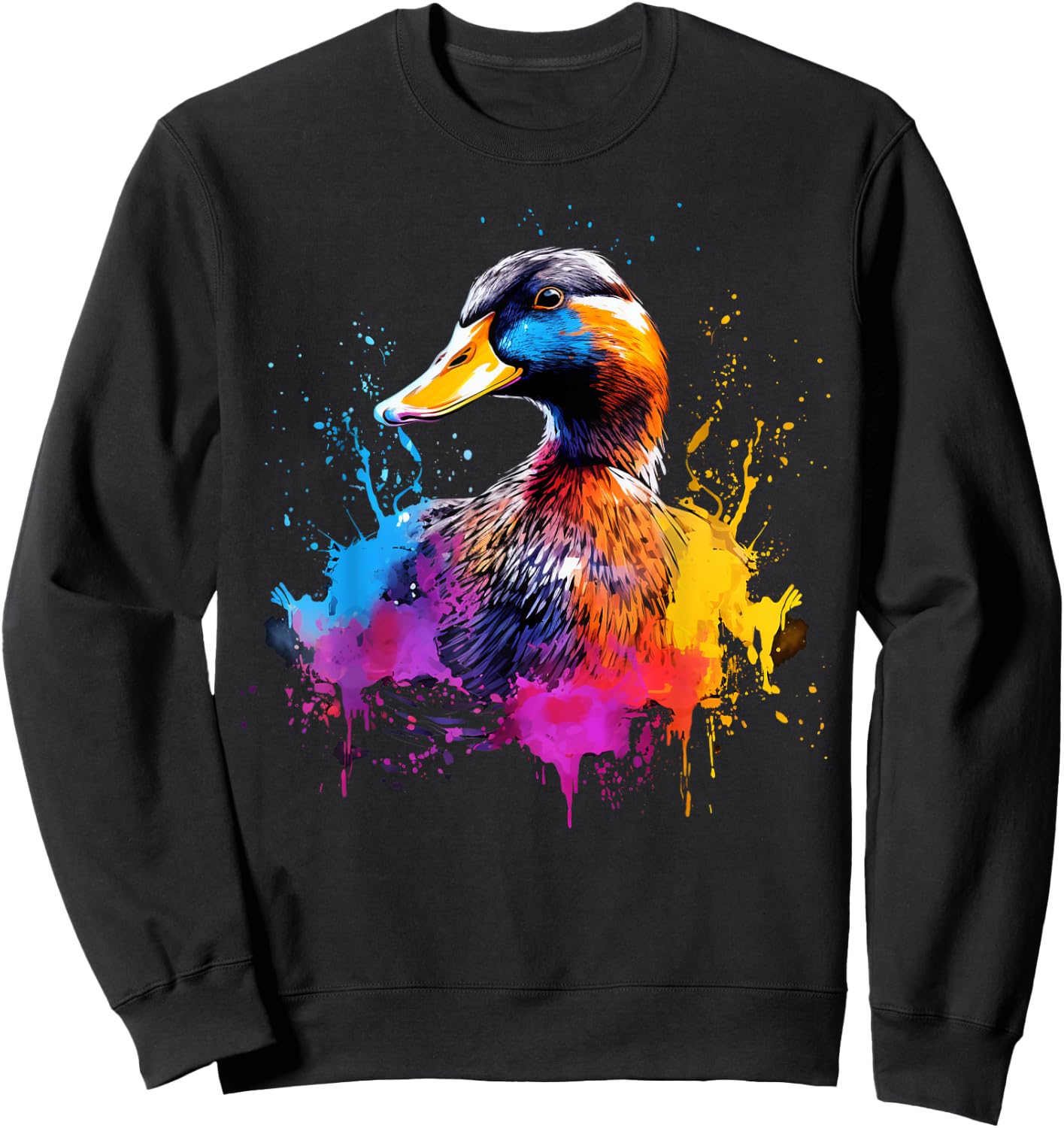 Cool Duck on colorful painted Duck Sweatshirt - Sweatshirt | Black