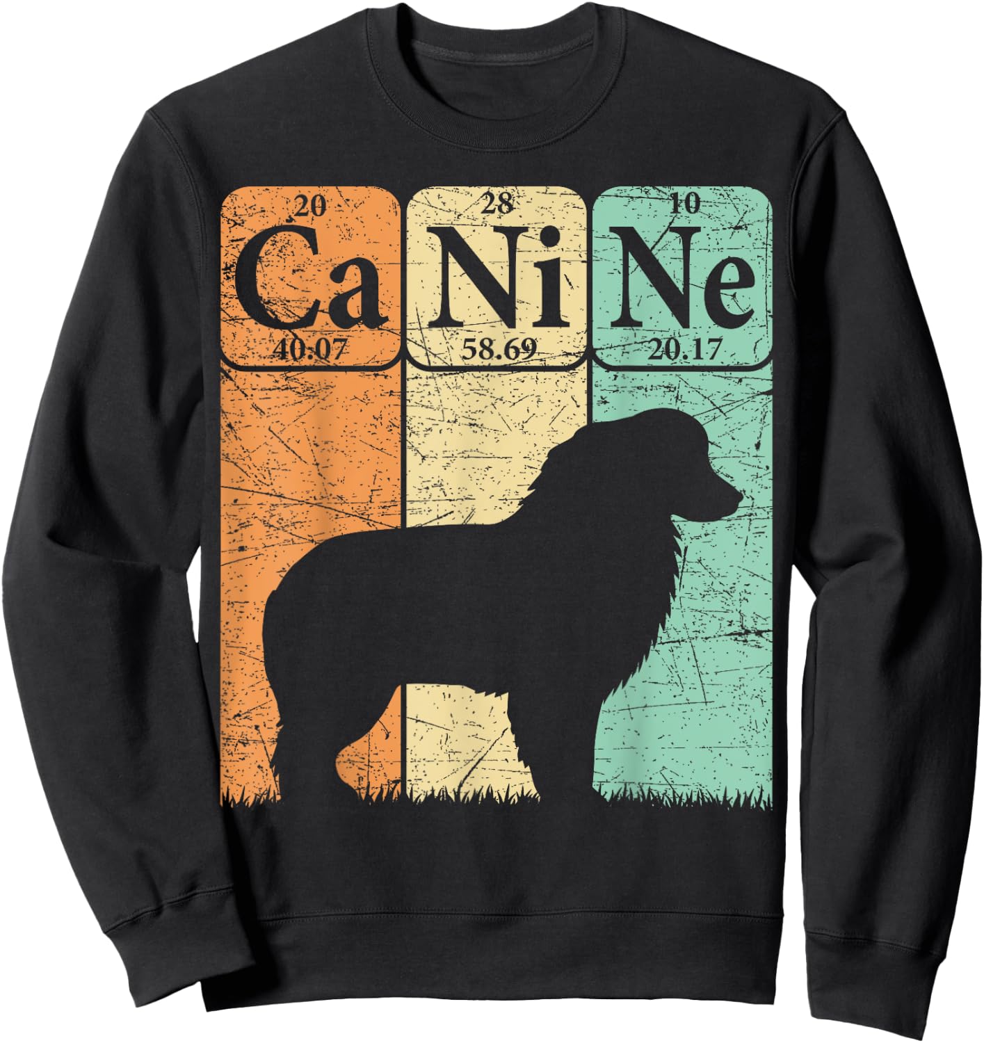Australian Shepherd Periodic Table Elements Aussie Dog Lover Sweatshirt - Sweatshirt | Black
