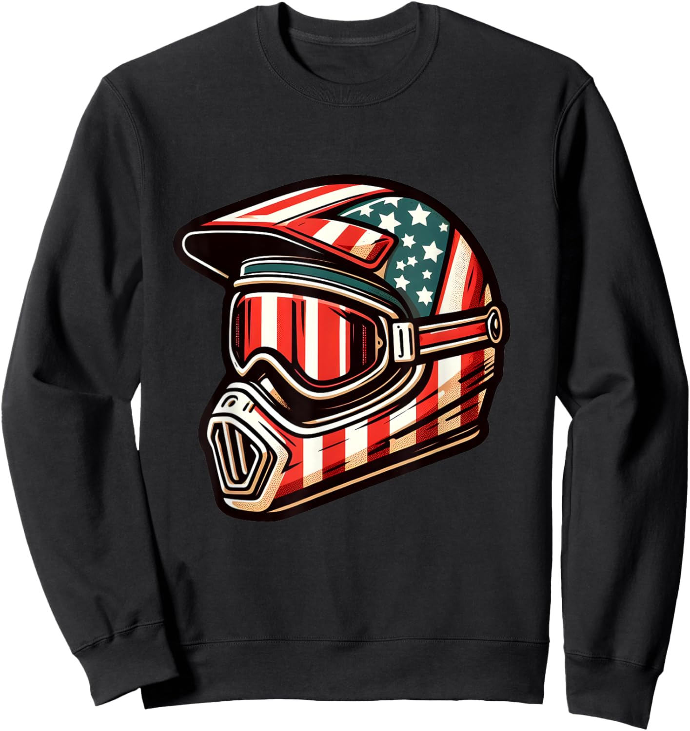 Dirt Bike American USA Flag Motocross Biker 4th of July Sweatshirt - Sweatshirt | Black