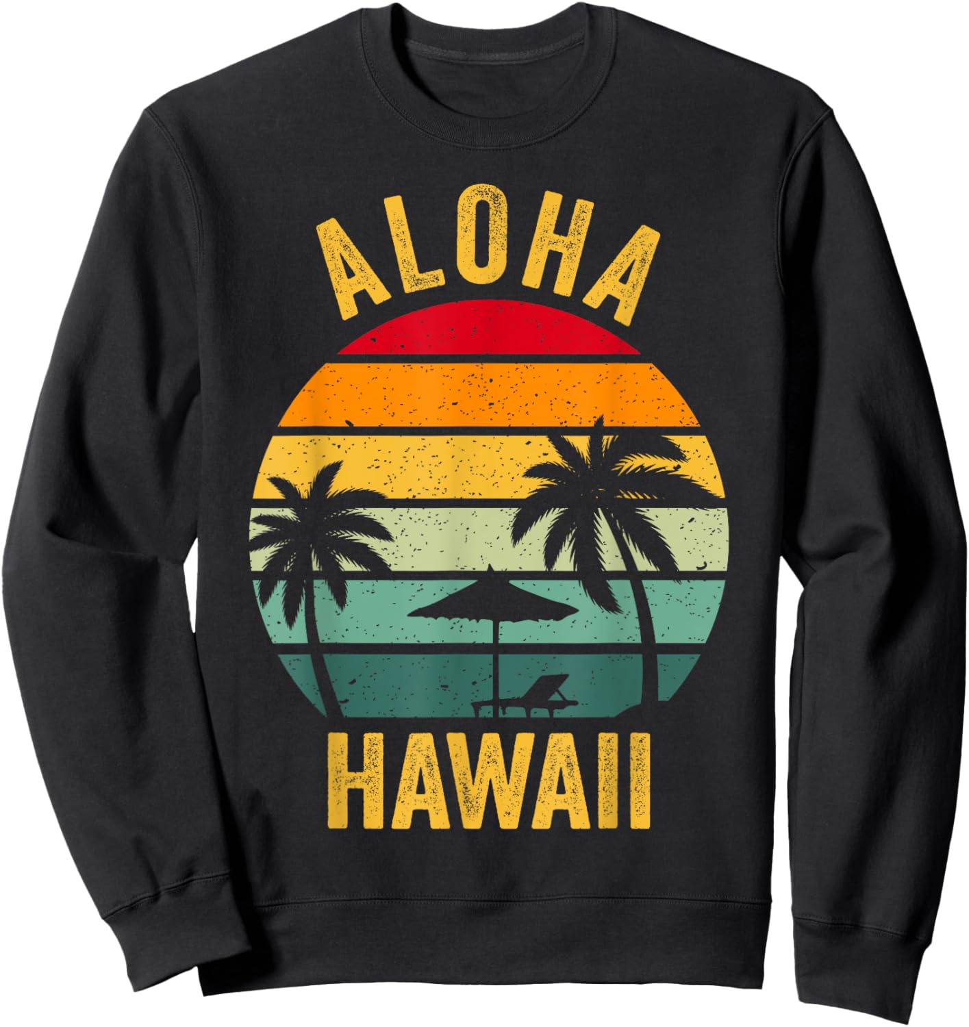 Aloha Hawaii Family Holiday Retro Sunset Hawaiian Island , Black, S Sweatshirt - Sweatshirt | Black