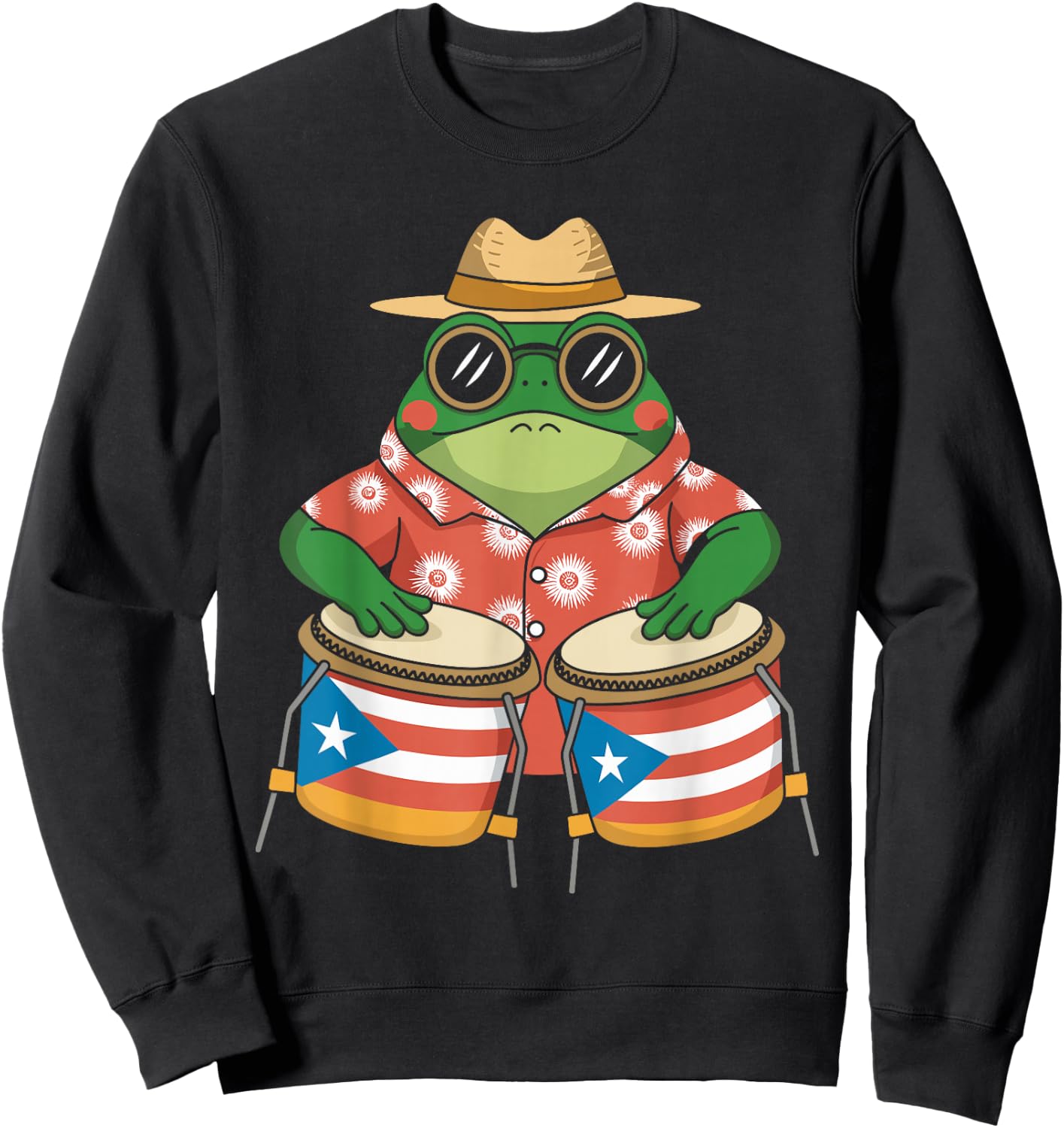 Coqui Frog Boricua Puerto Rico Taino - Rainforest Percussion Sweatshirt - Sweatshirt | Black