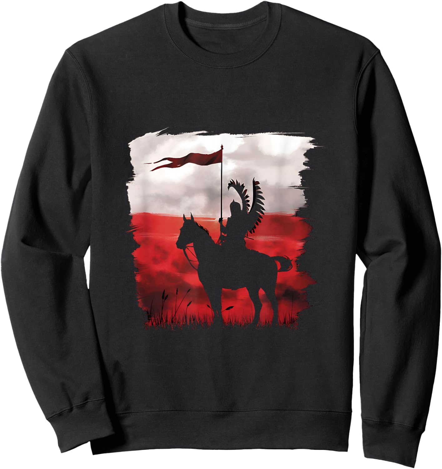Flag of Polish National Day Hussar Husaria Poland Poland Sweatshirt - Sweatshirt | Black