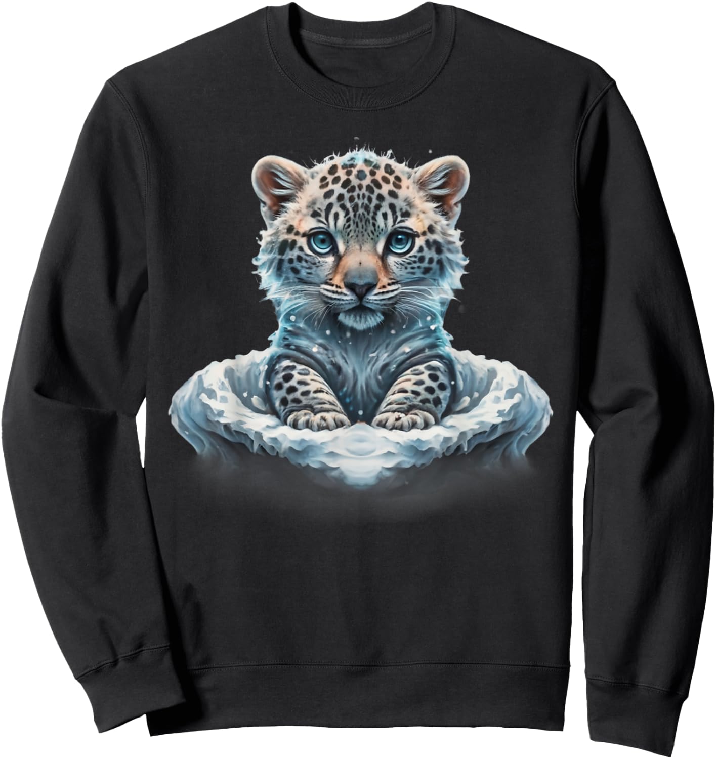 Snow Leopard Lover Cute Animal Boys Girls Women Men Sweatshirt - Sweatshirt | Black