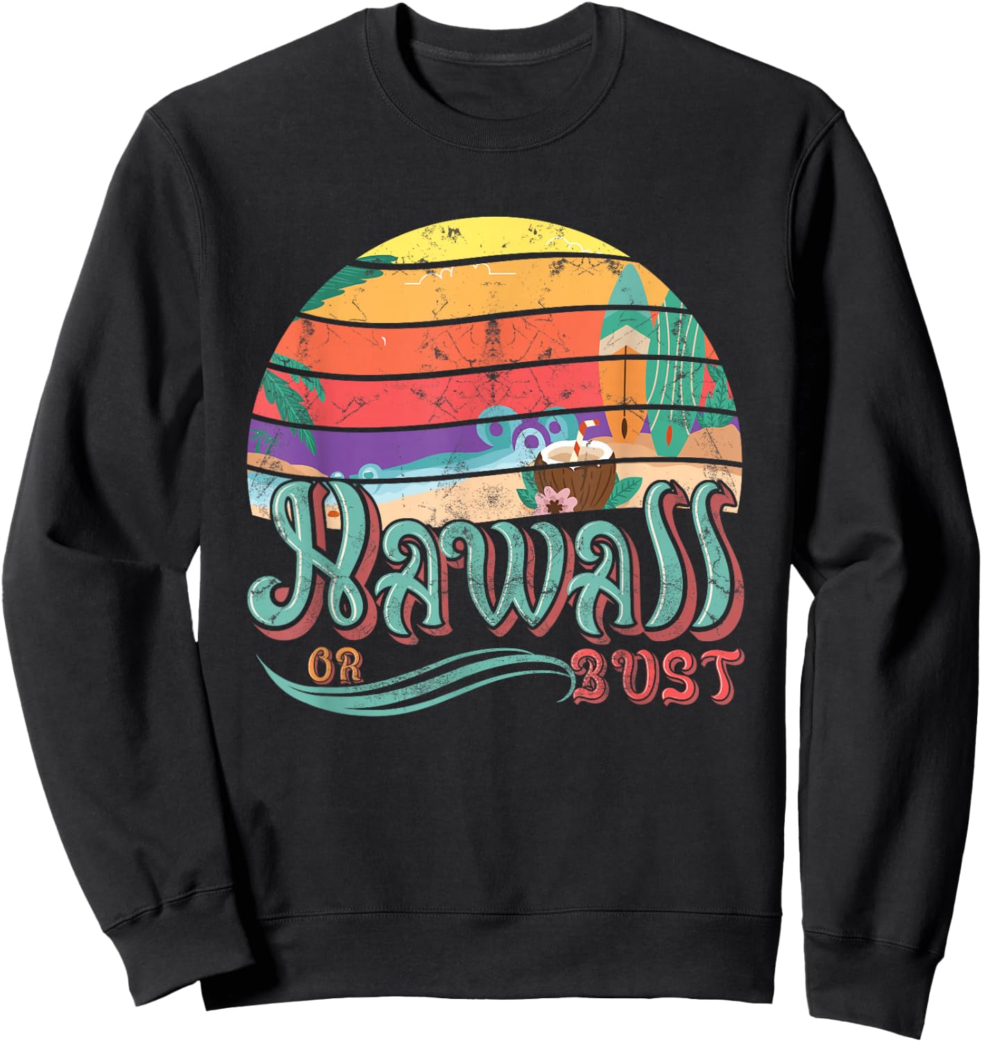 Hawaii Hawaiian Or Bust Family Summer Vacation Sweatshirt - Sweatshirt | Black