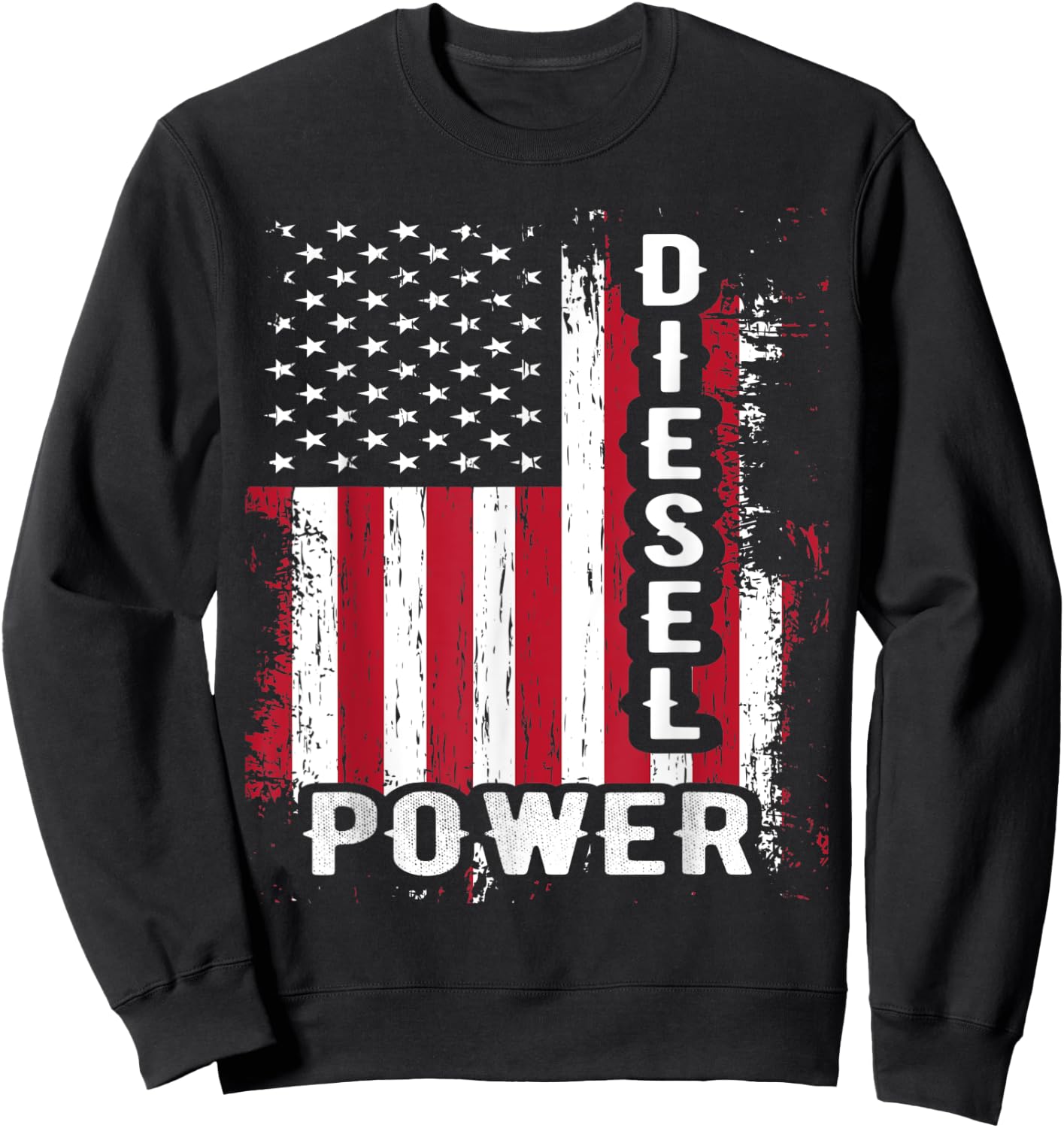 Patriotic American Flag Diesel Mechanic Diesel Power Flag Women Kids Men Sweatshirt - Sweatshirt | Black