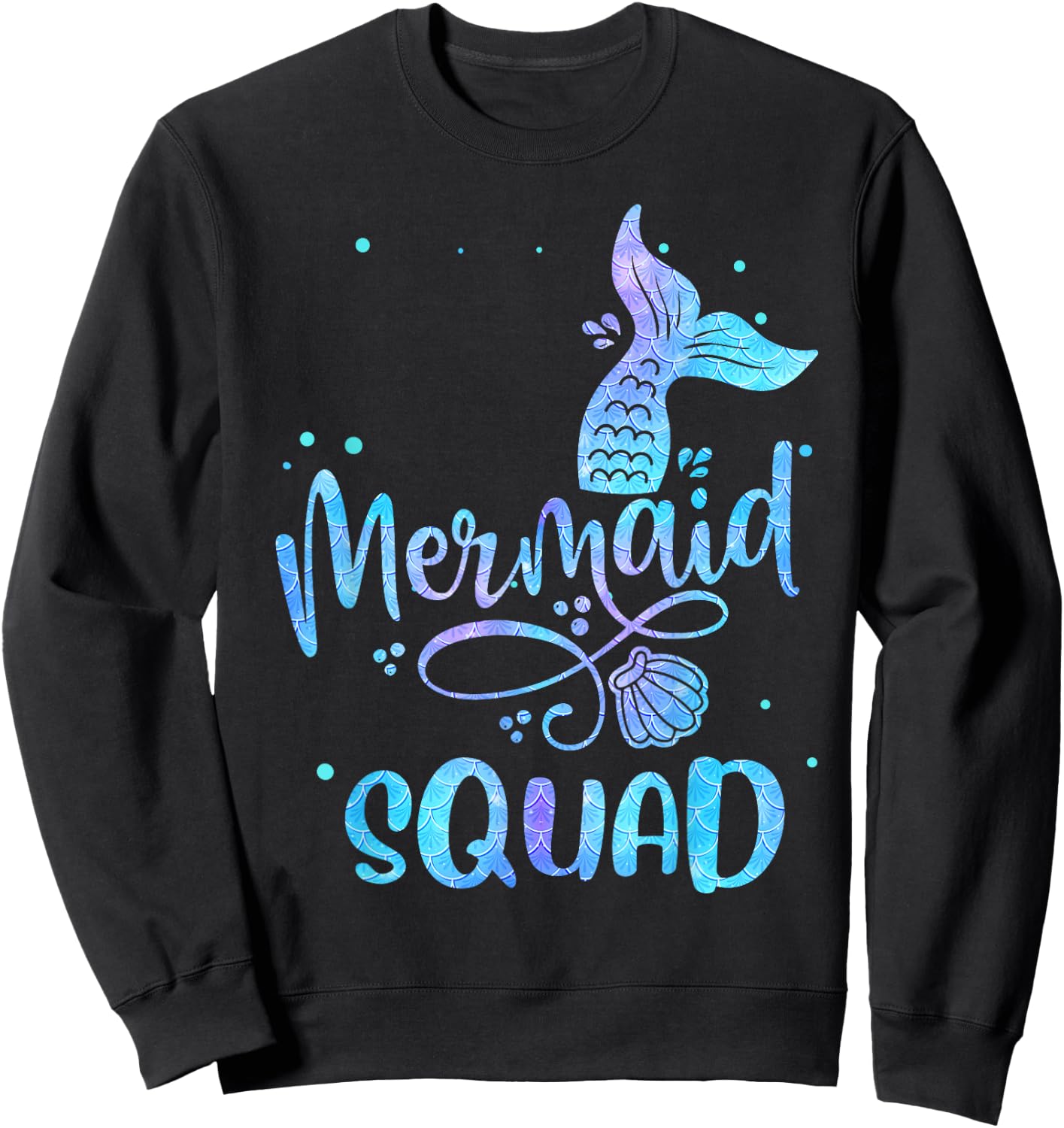 Mermaid Squad Cute Girls Birthday Squad Mermaid Tail Party Sweatshirt - Sweatshirt | Black