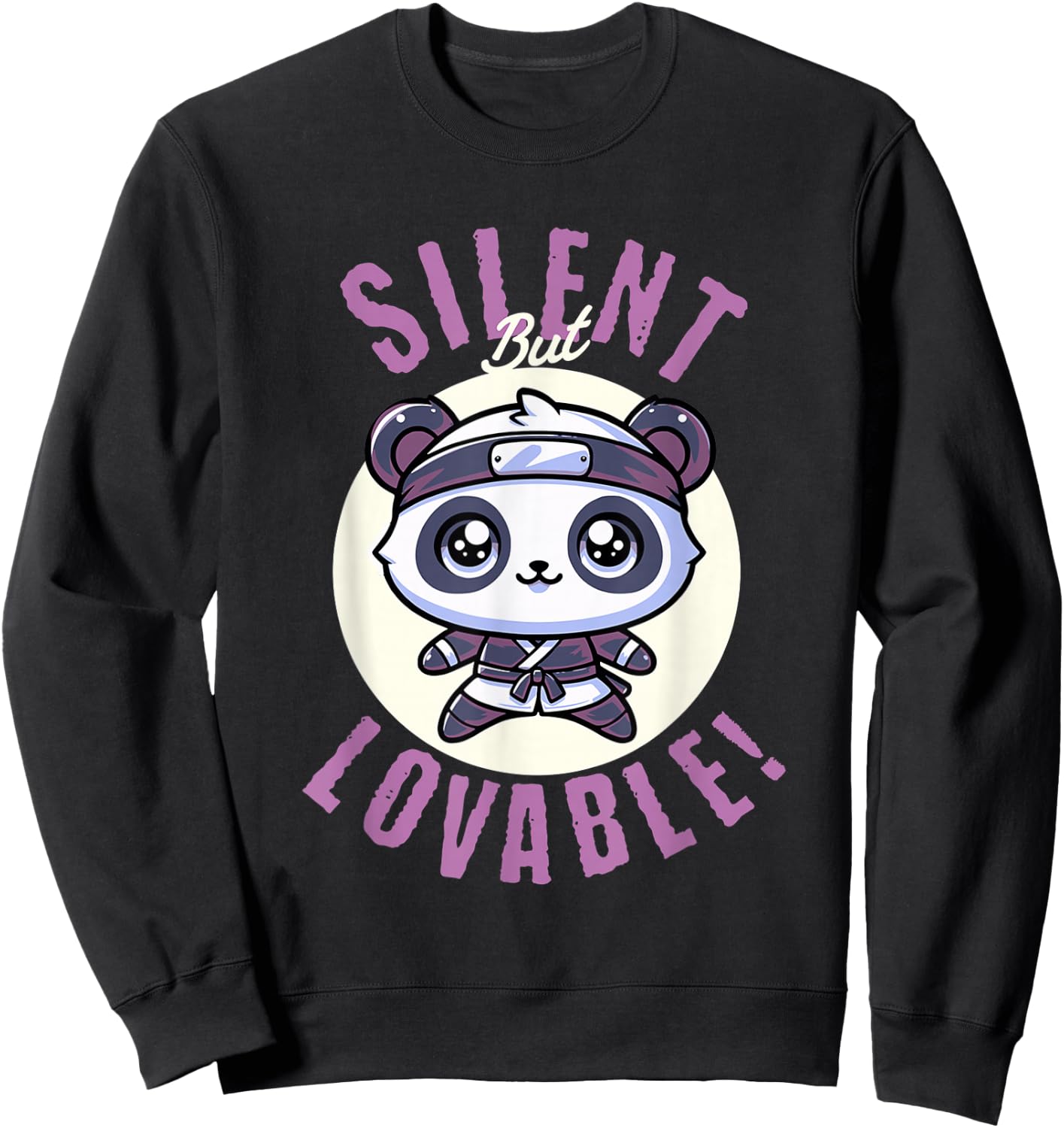 Cute Panda Bear Ninja Silent But Lovable Kids Shirt Sweatshirt - Sweatshirt | Black