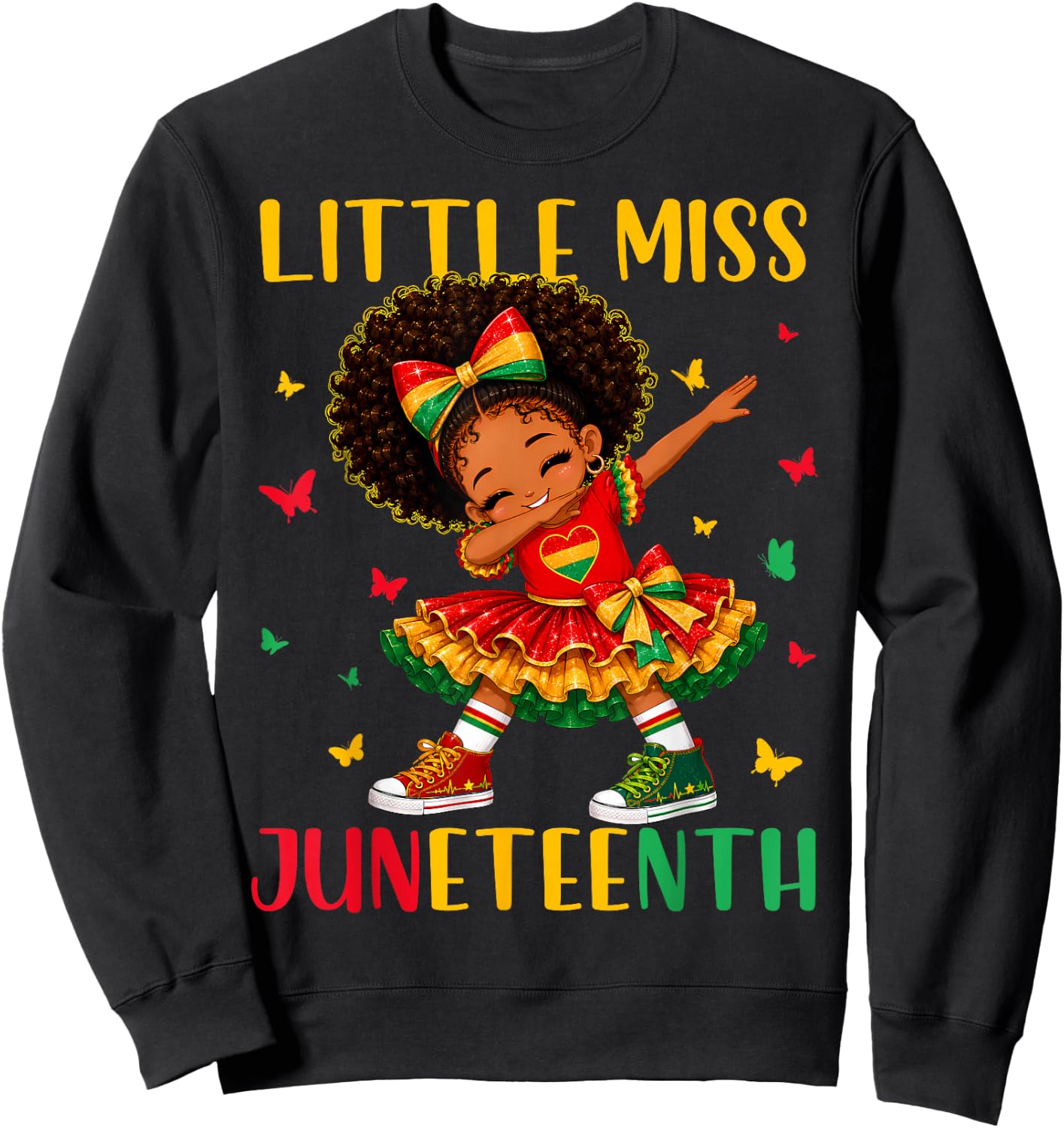 Cute Little Miss Juneteenth Black African Girl Kids Toddlers Sweatshirt - Sweatshirt | Black