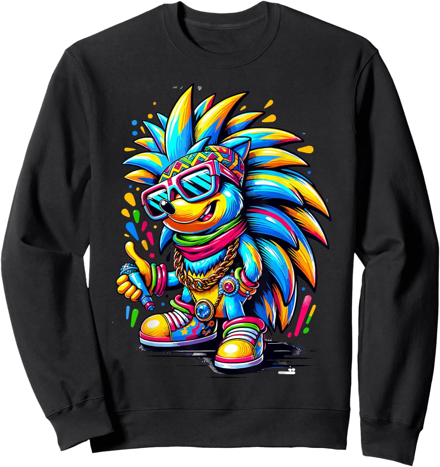 Urban Graffiti Hedgehog Lover Shirt Street Art Hedgehog Sweatshirt - Sweatshirt | Black