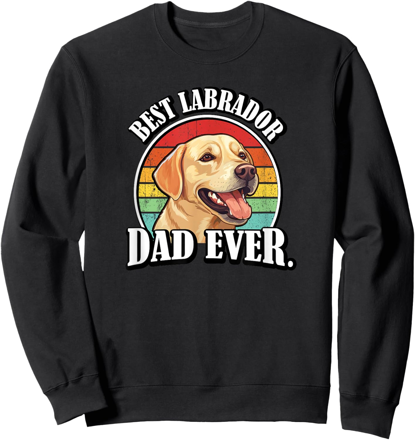 Boys Funny Retro Vintage Best Dad Yellow Lab Lover Sweatshirt - Sweatshirt | Black