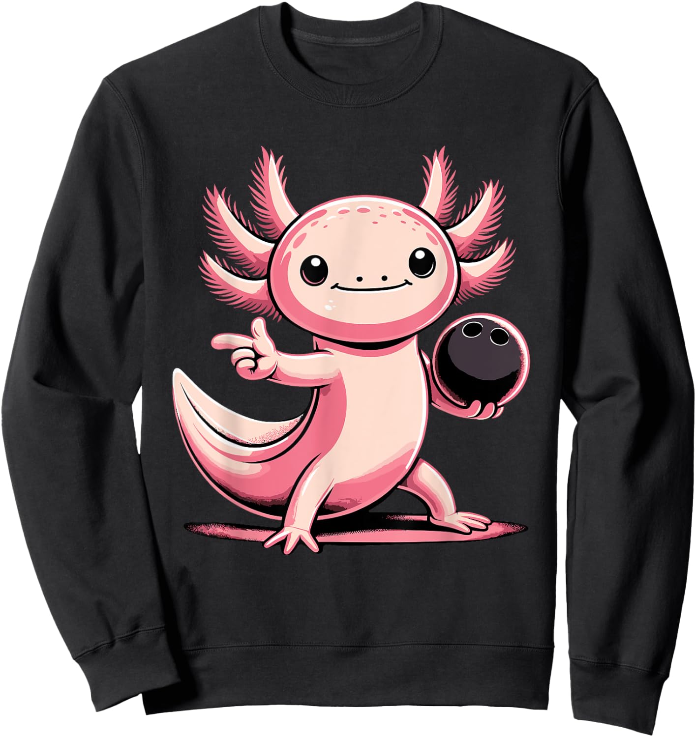 Funny Axolotl Bowling Player Bowler Bowl Sports Sweatshirt - Sweatshirt | Black