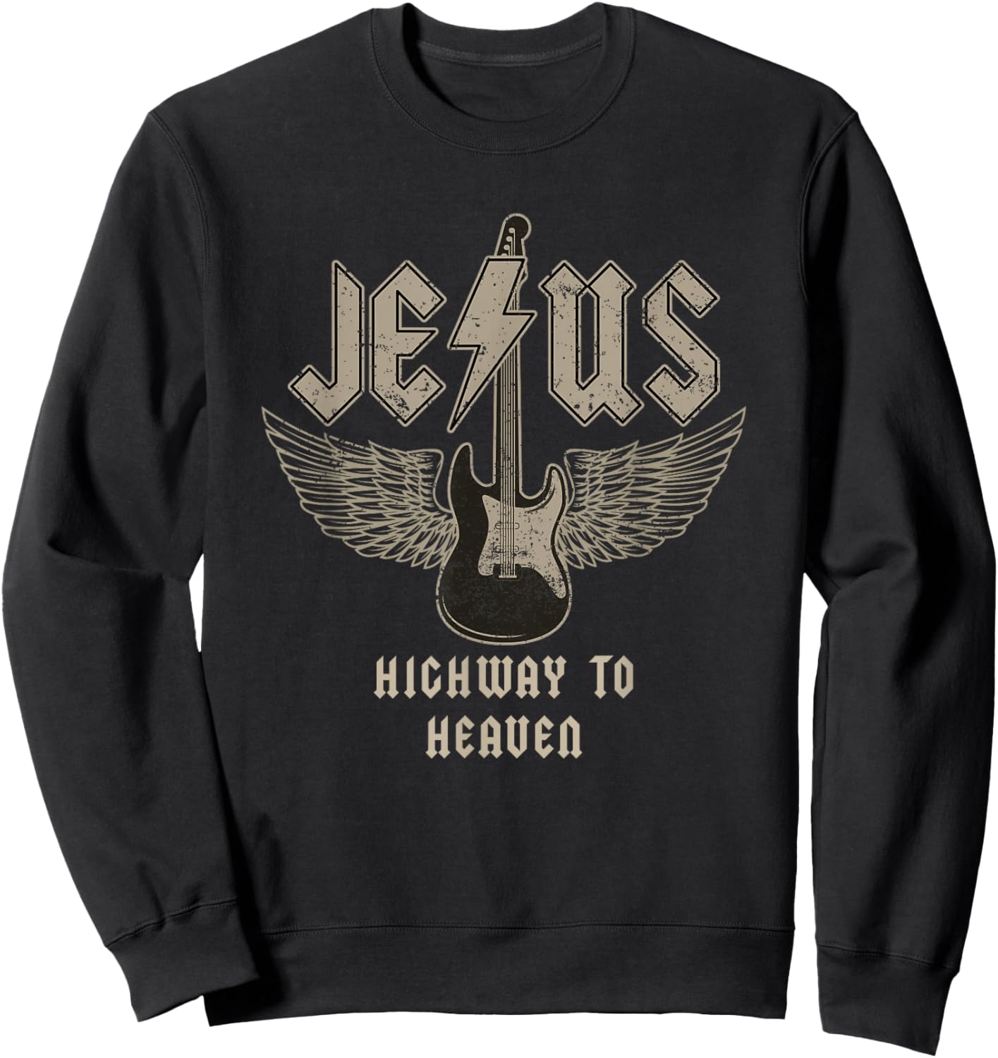 Jesus Rock and Roll Christian Music Worship Bible Verse Sweatshirt - Sweatshirt | Black