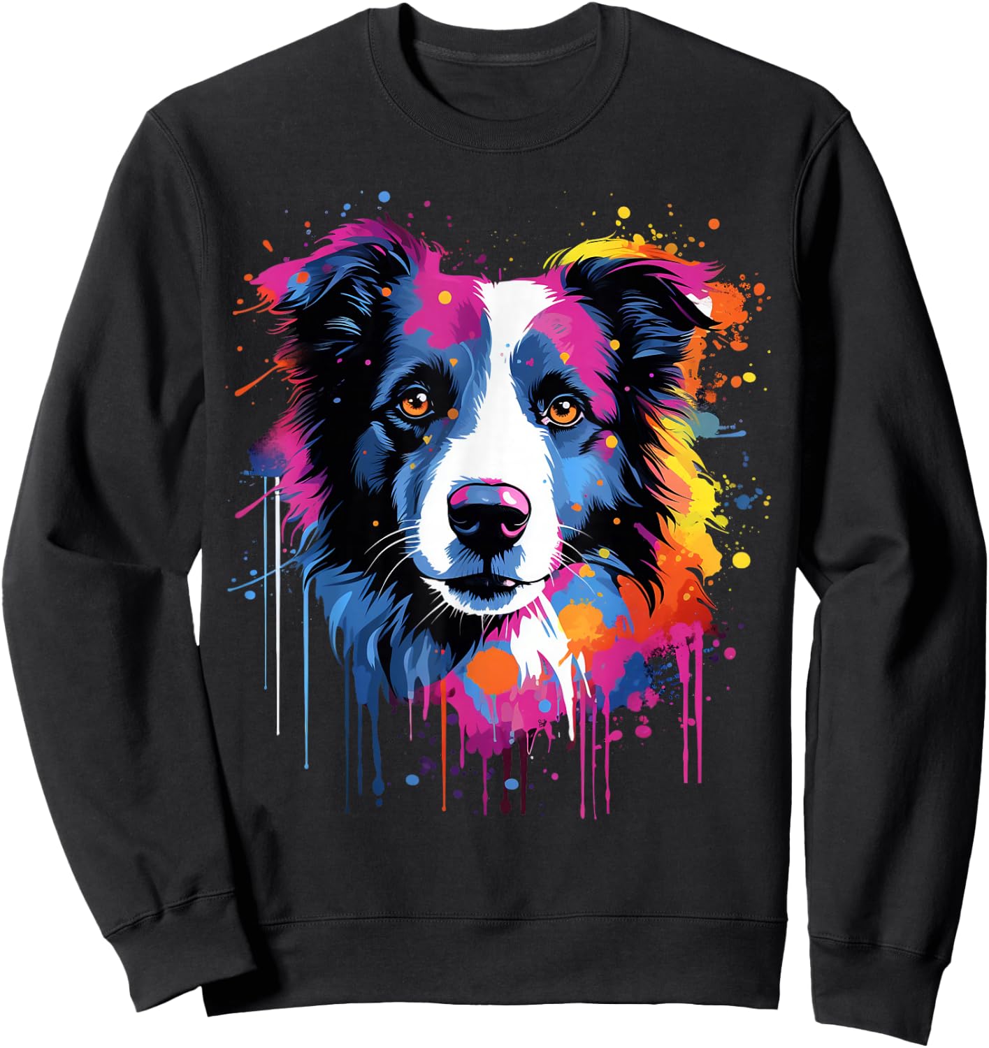 Niedlicher Border Collie Hund auf bemaltem Border Collie Sweatshirt - Sweatshirt | Black