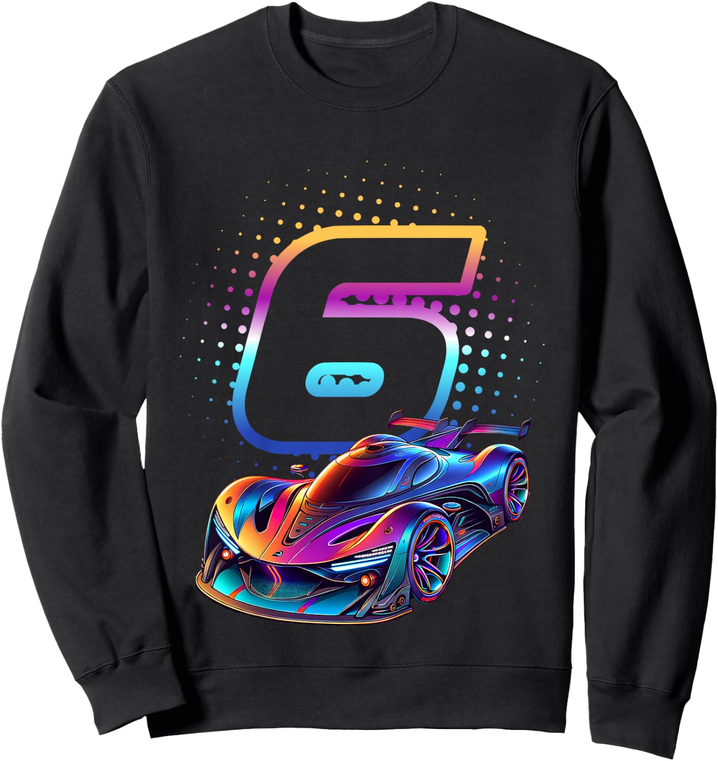 Kids 6 Years Old Racing Car 6th Birthday Futuristic Racing Car , black Sweatshirt - Sweatshirt | Black