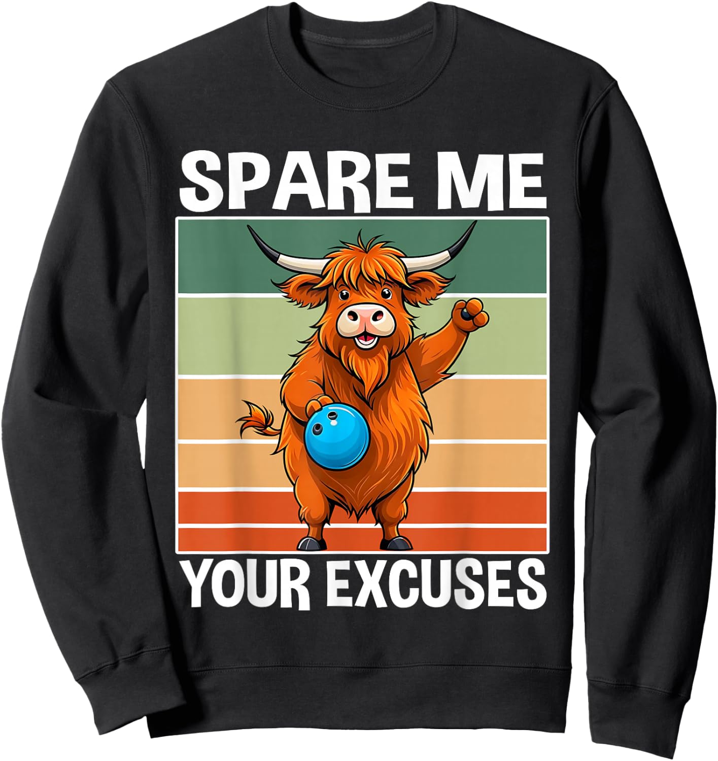 Cow Bowling Crew Bowler No Exuces Animal Bowling Sweatshirt - Sweatshirt | Black