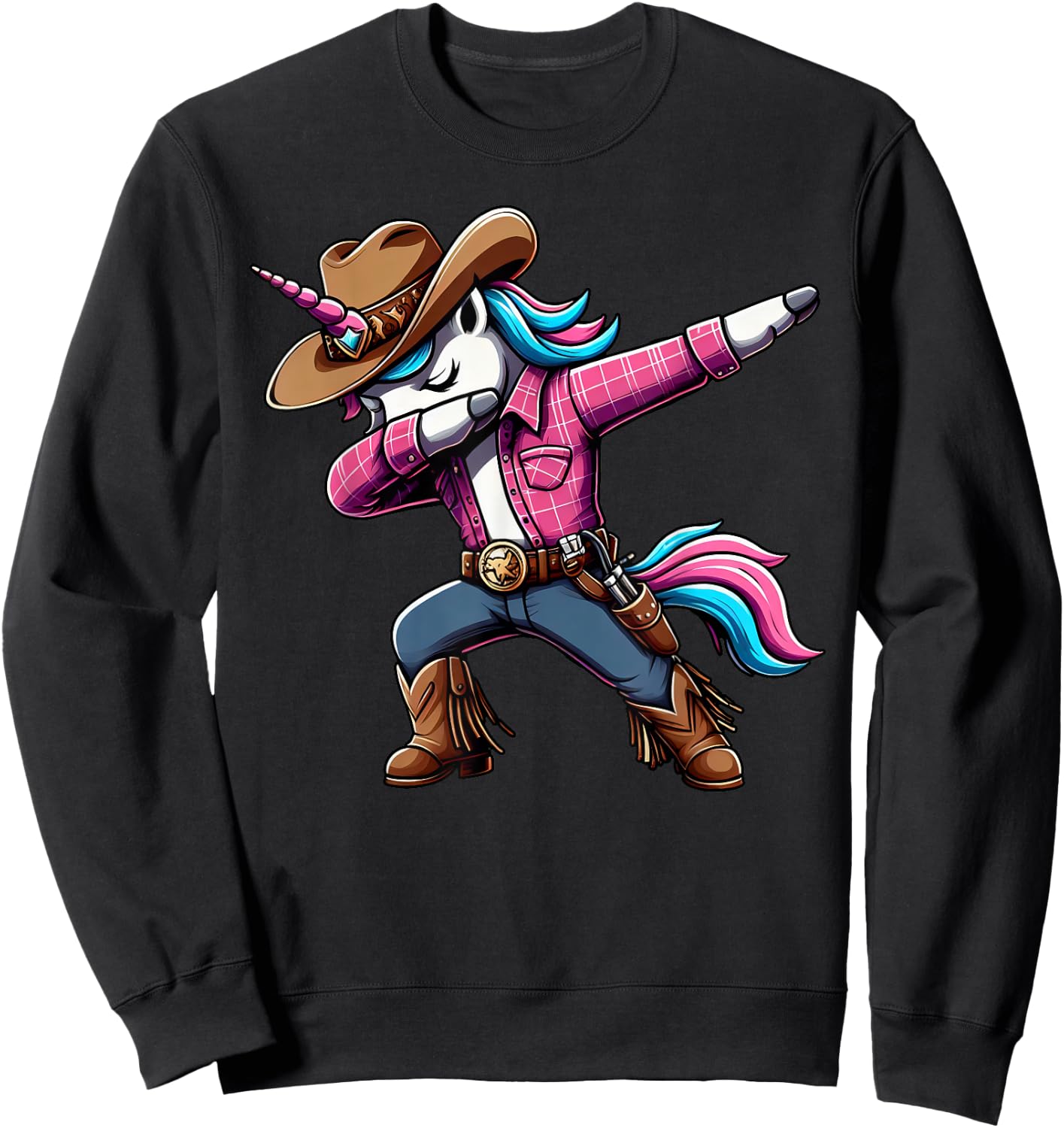 Halloween Dabbing Cute Cowboy Unicorn Apparel for Kids Boys Sweatshirt - Sweatshirt | Black