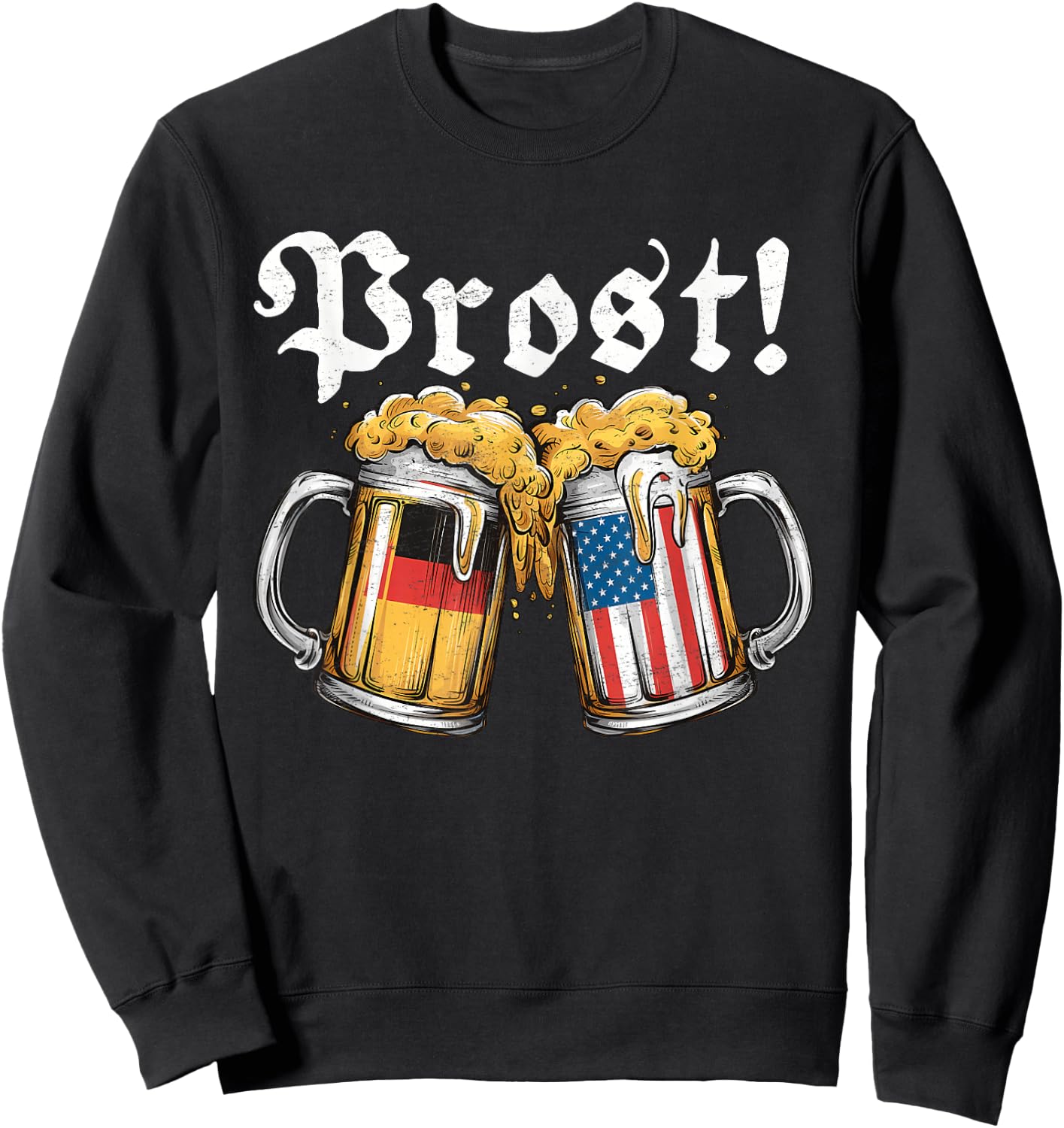Prost Beer German American Flag T shirt Oktoberfest Men Mug Sweatshirt - Sweatshirt | Black