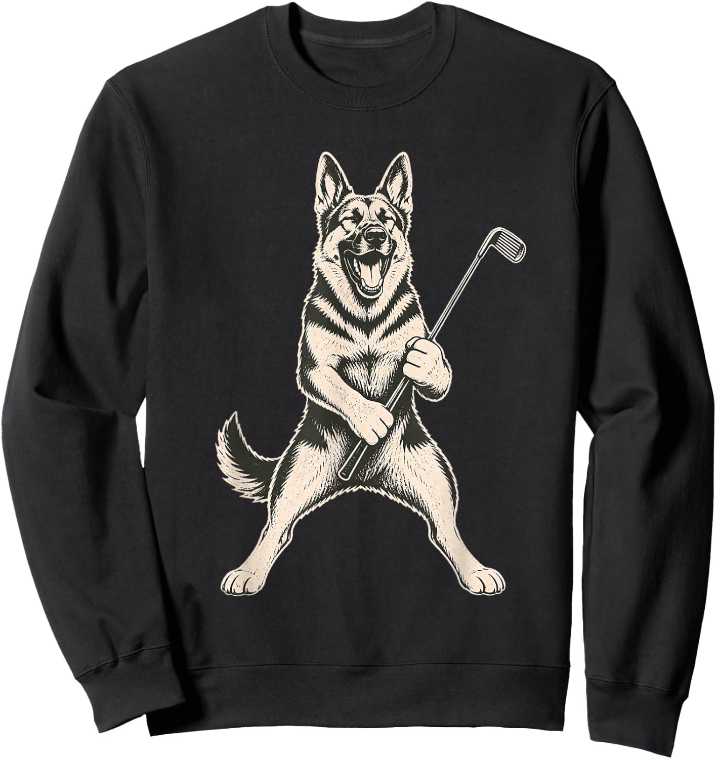 German Shepherd Golf Sports Vintage Dog Lover Sweatshirt - Sweatshirt | Black