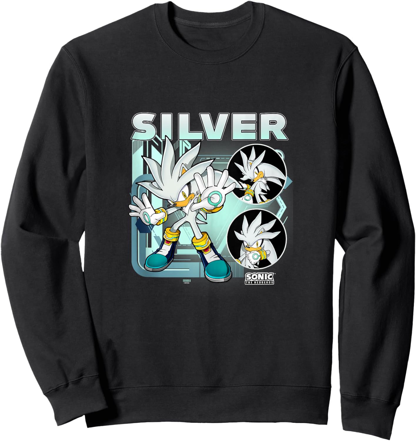 Sonic The Hedgehog Silver Multi Pose Poster Sweatshirt - Sweatshirt | Black