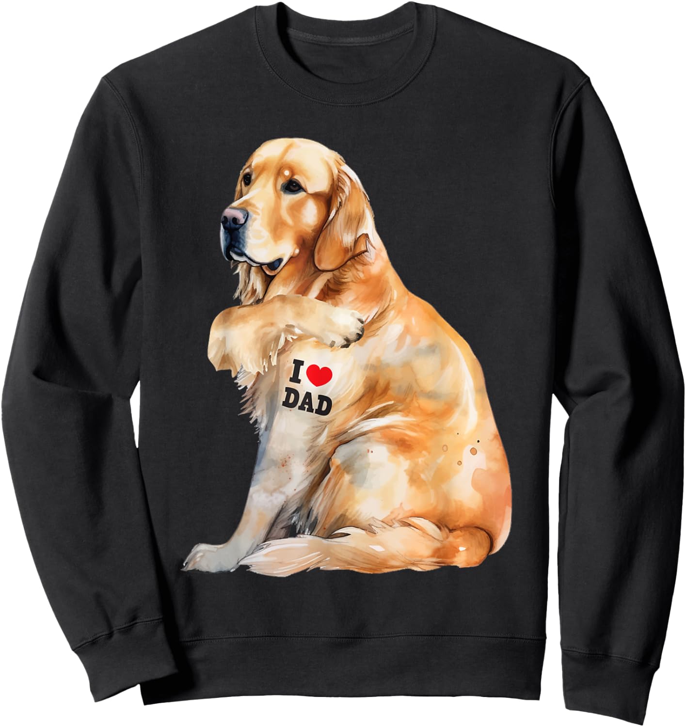 I Love Dad - Patriotic Golden Retriever Canine Dog Lover Kids Men Sweatshirt - Sweatshirt | Black