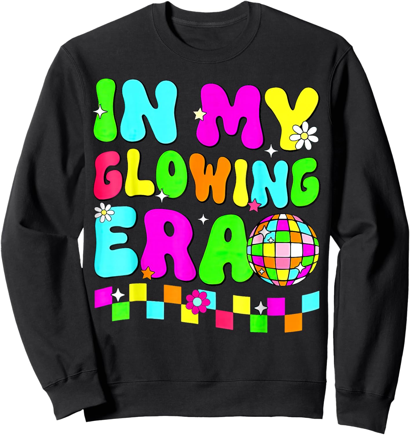 in My Glowing Era Tie Dye Bright Hello Summer Vacation Trips Sweatshirt - Sweatshirt | Black