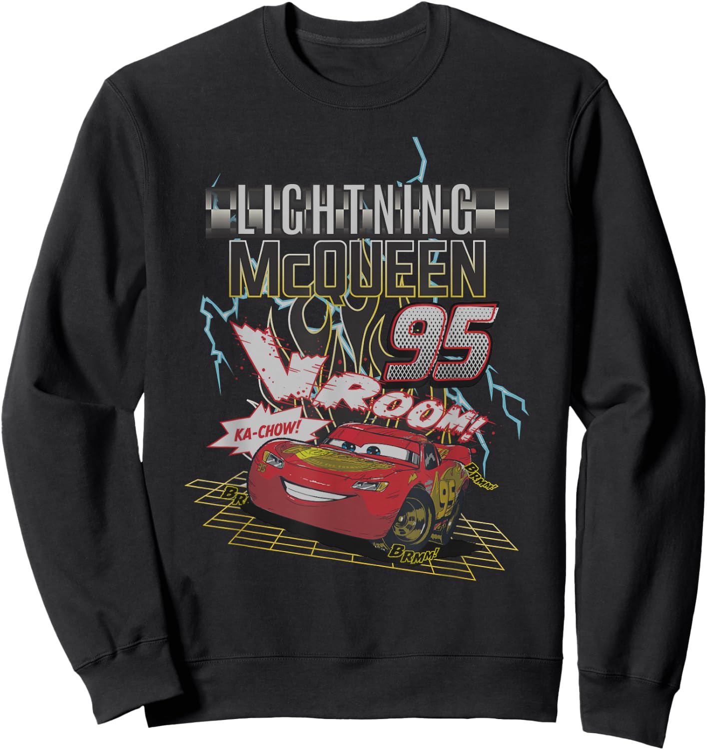 Disney Pixar Cars 2 Lighting Mc Queen 95 Distressed Portrait Sweatshirt - Sweatshirt | Black