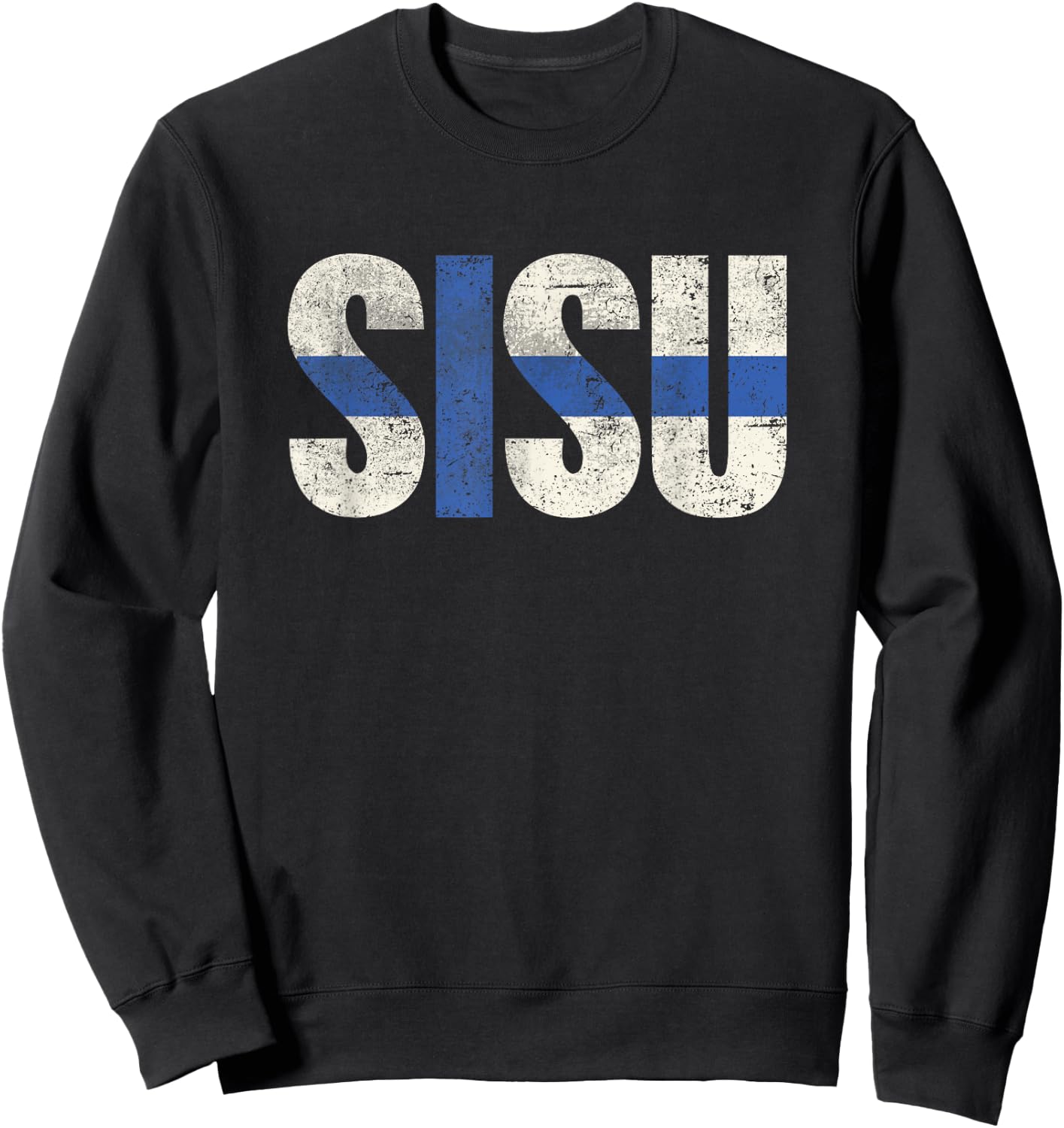 Sisu Finnish flag vintage distressed T Shirt Finland Suomi Sweatshirt - Sweatshirt | Black