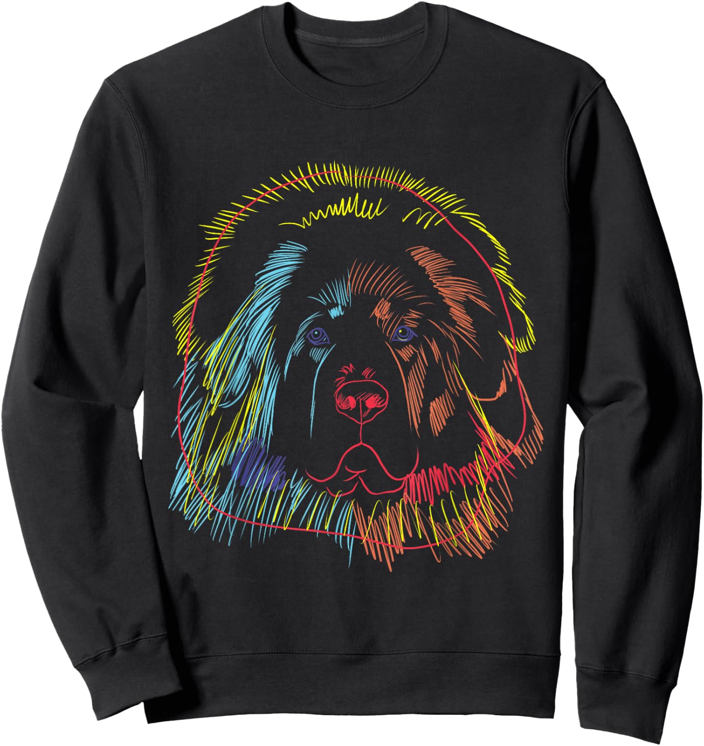 Colourful Tibetan Mastiff Dog Sweatshirt - Sweatshirt | Black