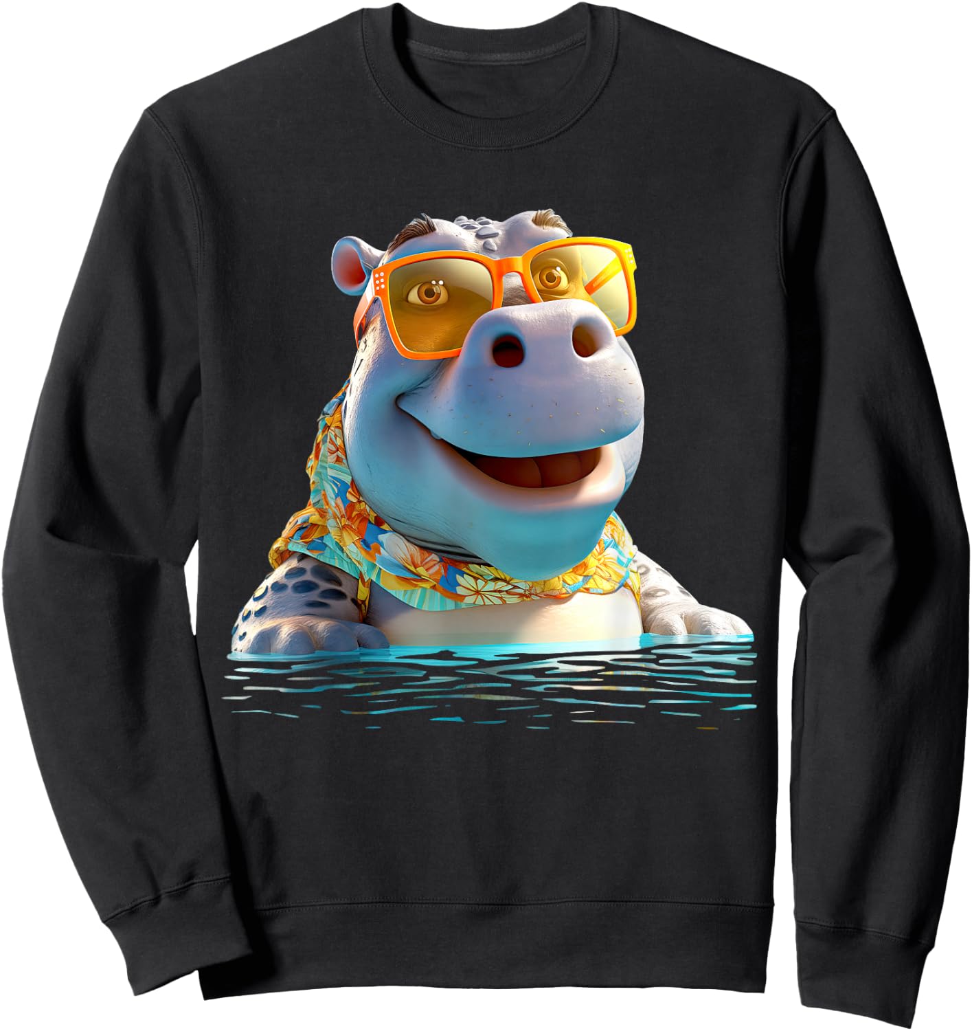 Nilpferd mit Sonnenbrille Hippo Flusspferd Süße Nilpferde Sweatshirt - Sweatshirt | Black