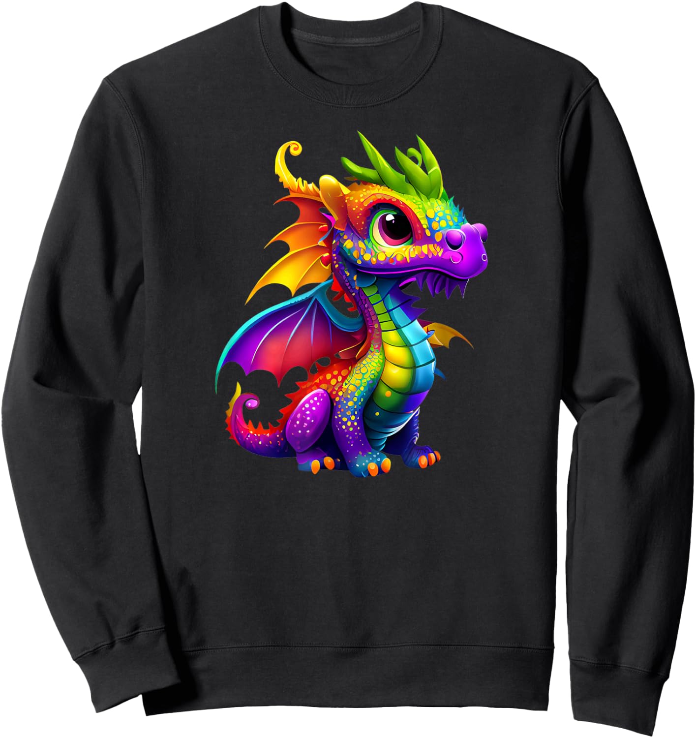 Cute Rainbow Dragon - Men, Women, Teens, & Kids Sweatshirt - Sweatshirt | Black